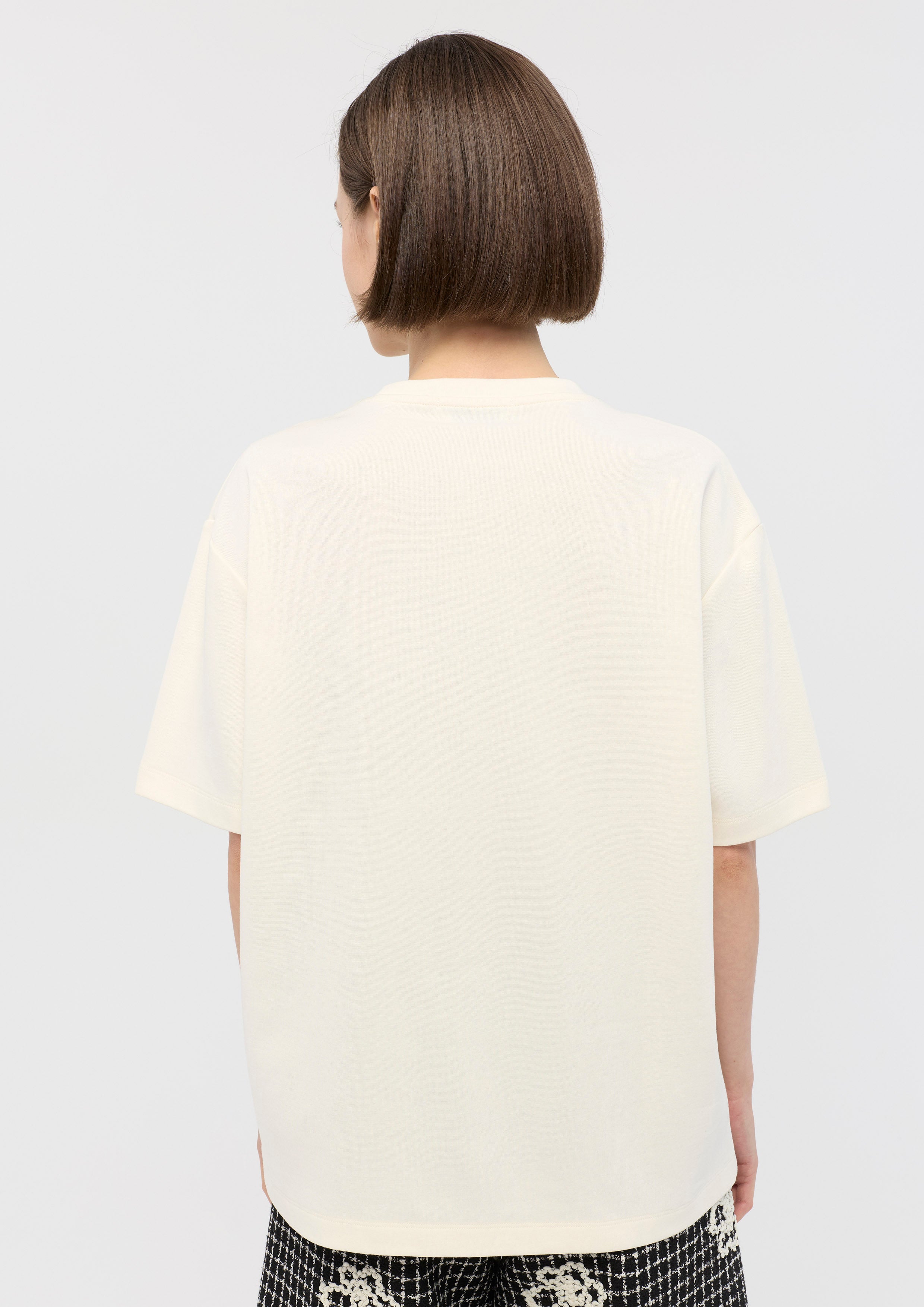 เสื้อยืดแขนสั้นแต่งโลโก้และระบายโมทีฟหัวใจ คอลเลกชัน Mon Petit Ruban