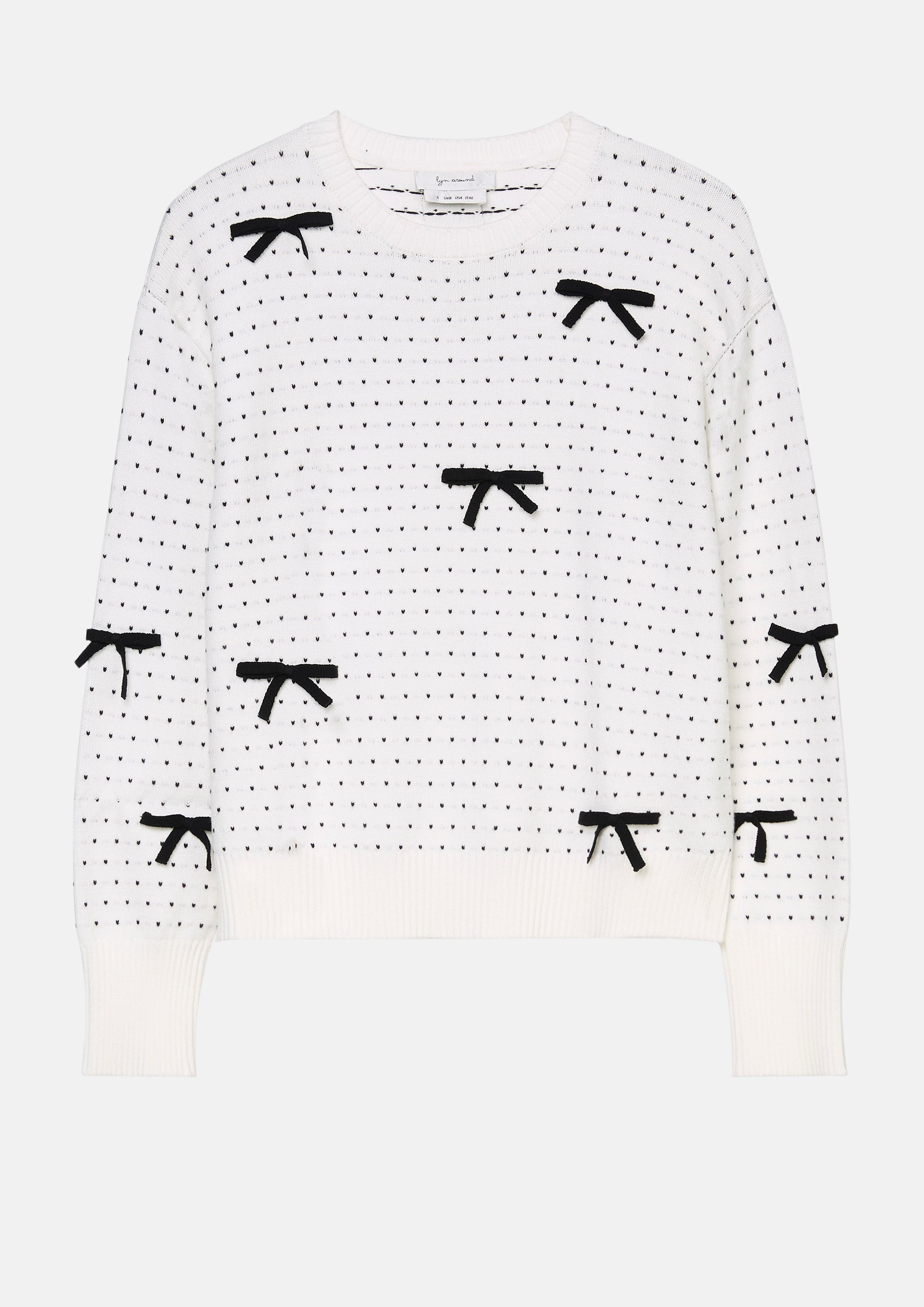 Bow Embellished Knitted Pullover Mon Petit Ruban
