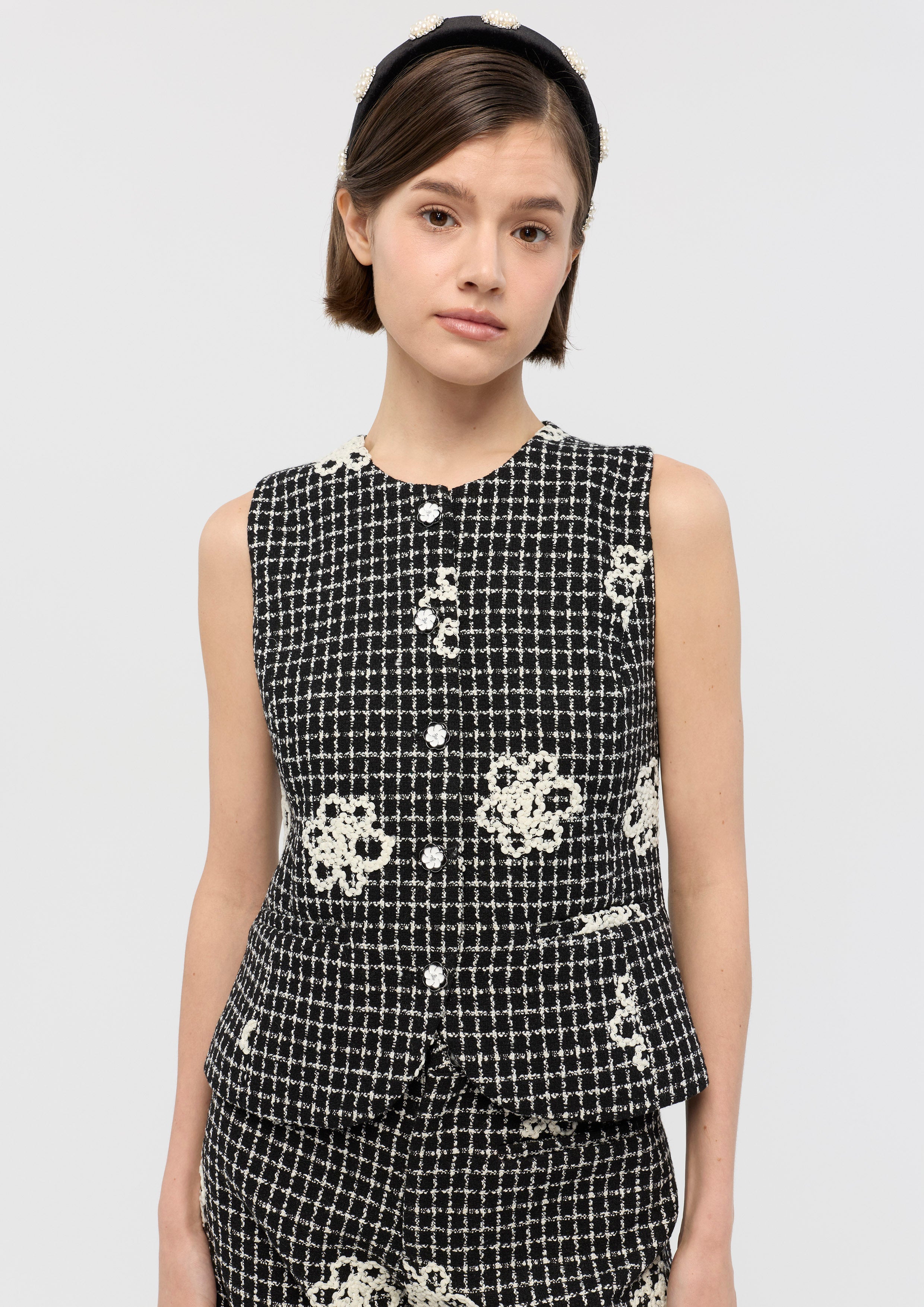 Beads Tweed Vest Mon Petit Ruban