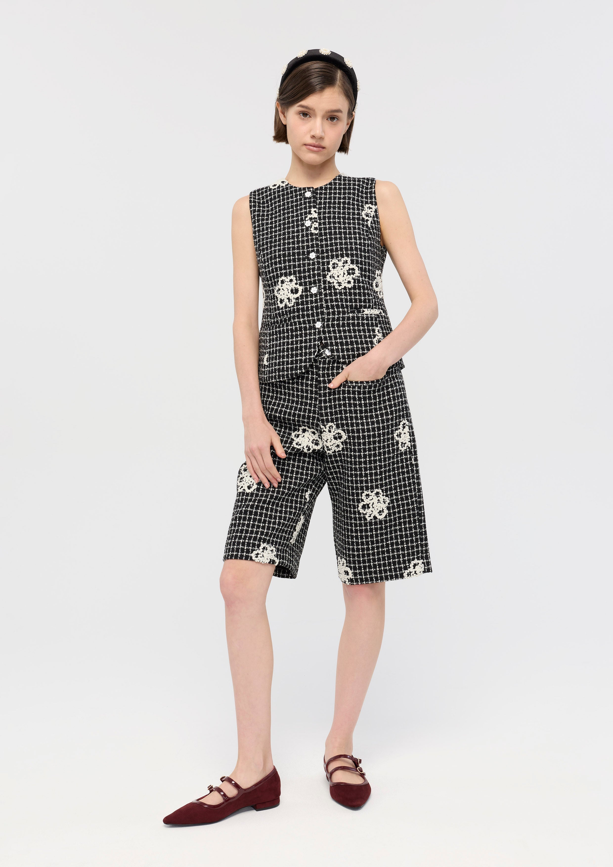 Beads Tweed Vest Mon Petit Ruban