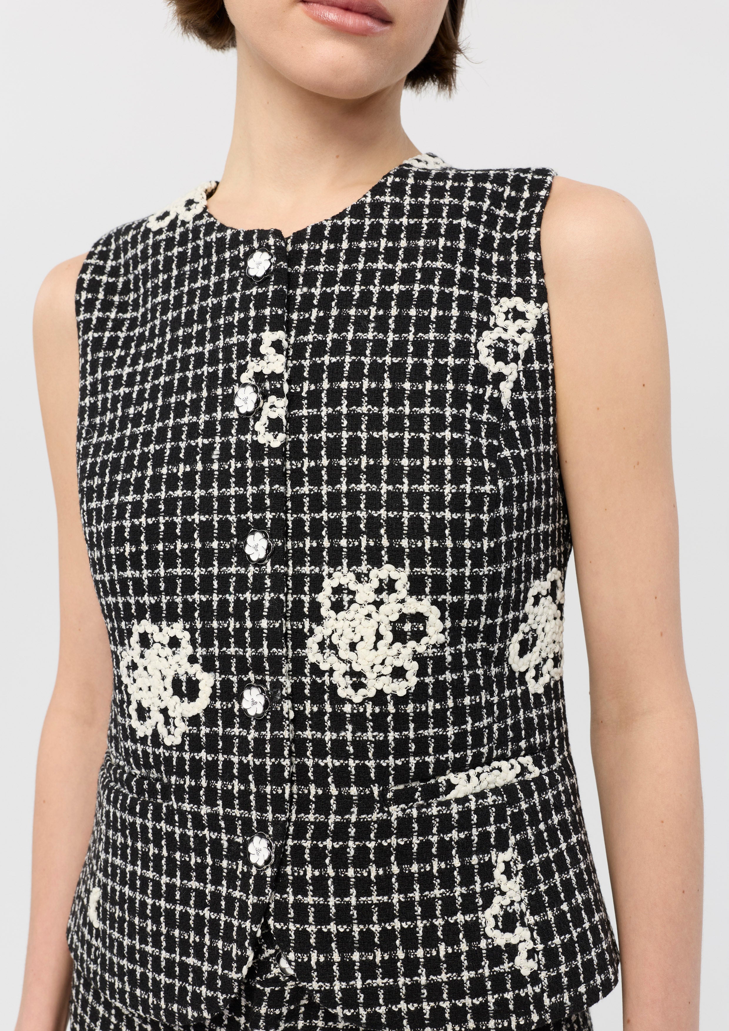 Beads Tweed Vest Mon Petit Ruban