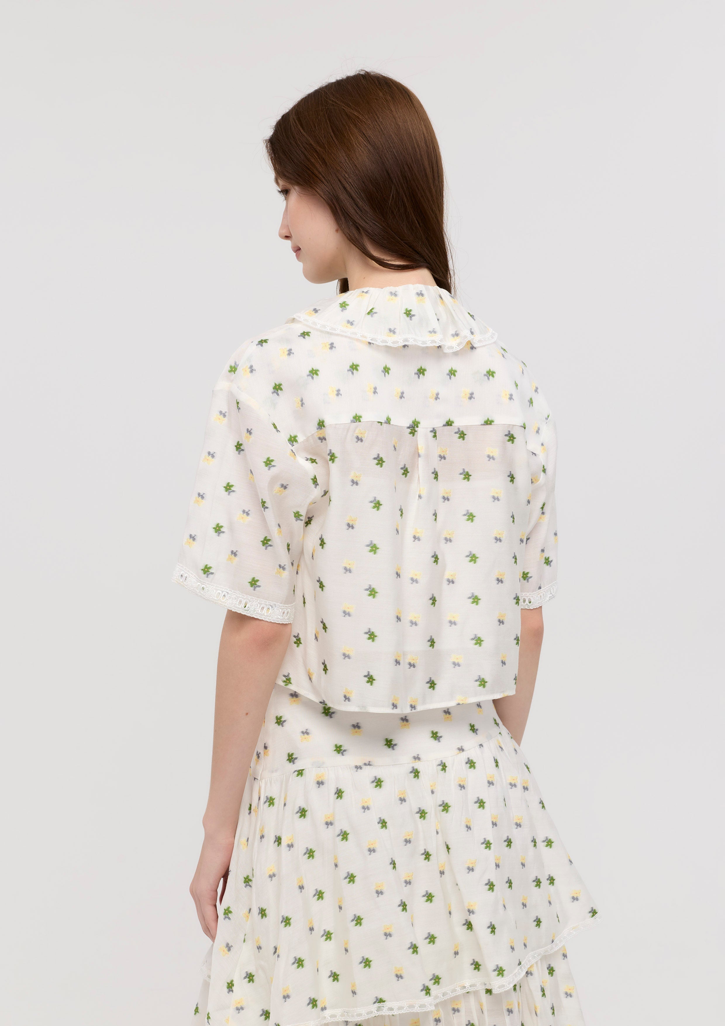 Floral Print Short Sleeve Shirt Garden Poetry