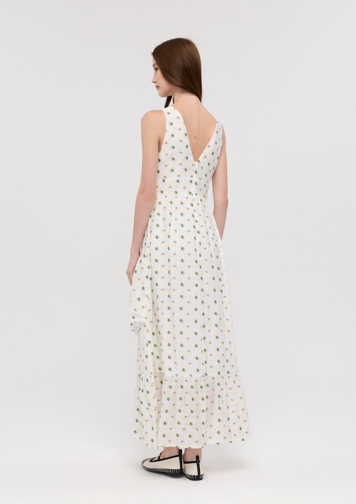 Floral Print V Neck Midi Dress Garden Poetry