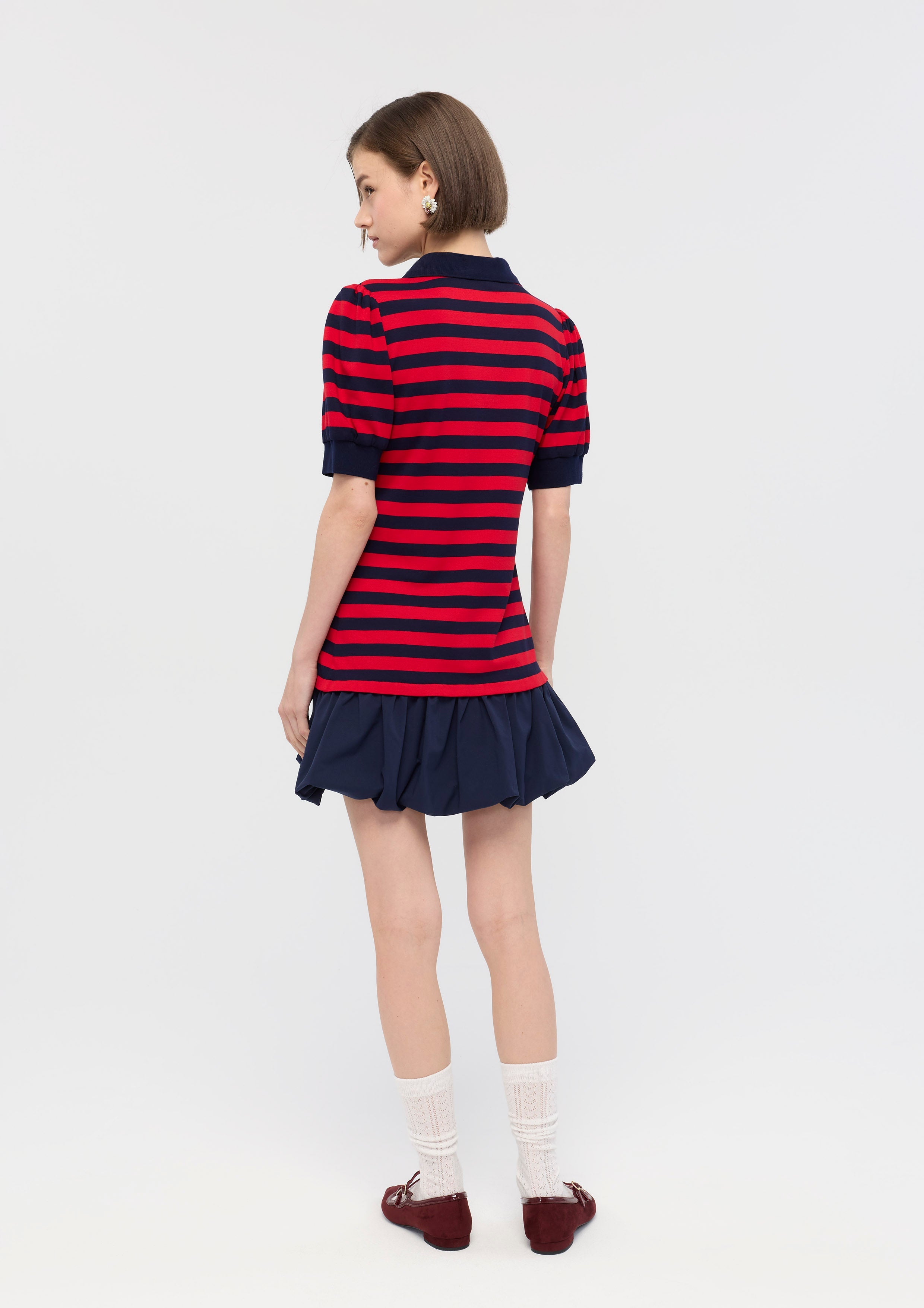 Rose Embroidered Stripe Mini Dress Mon Petit Ruban