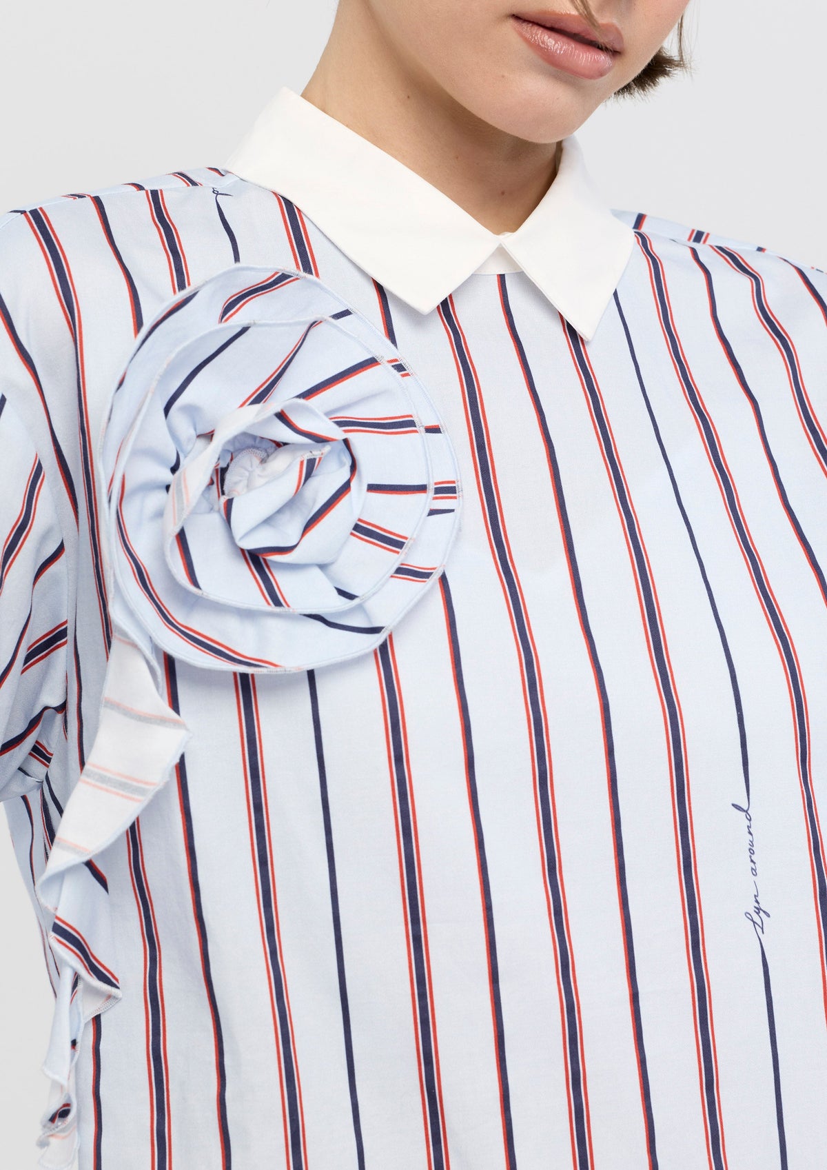 Stripe Rose Applique Shirt Mon Petit Ruban
