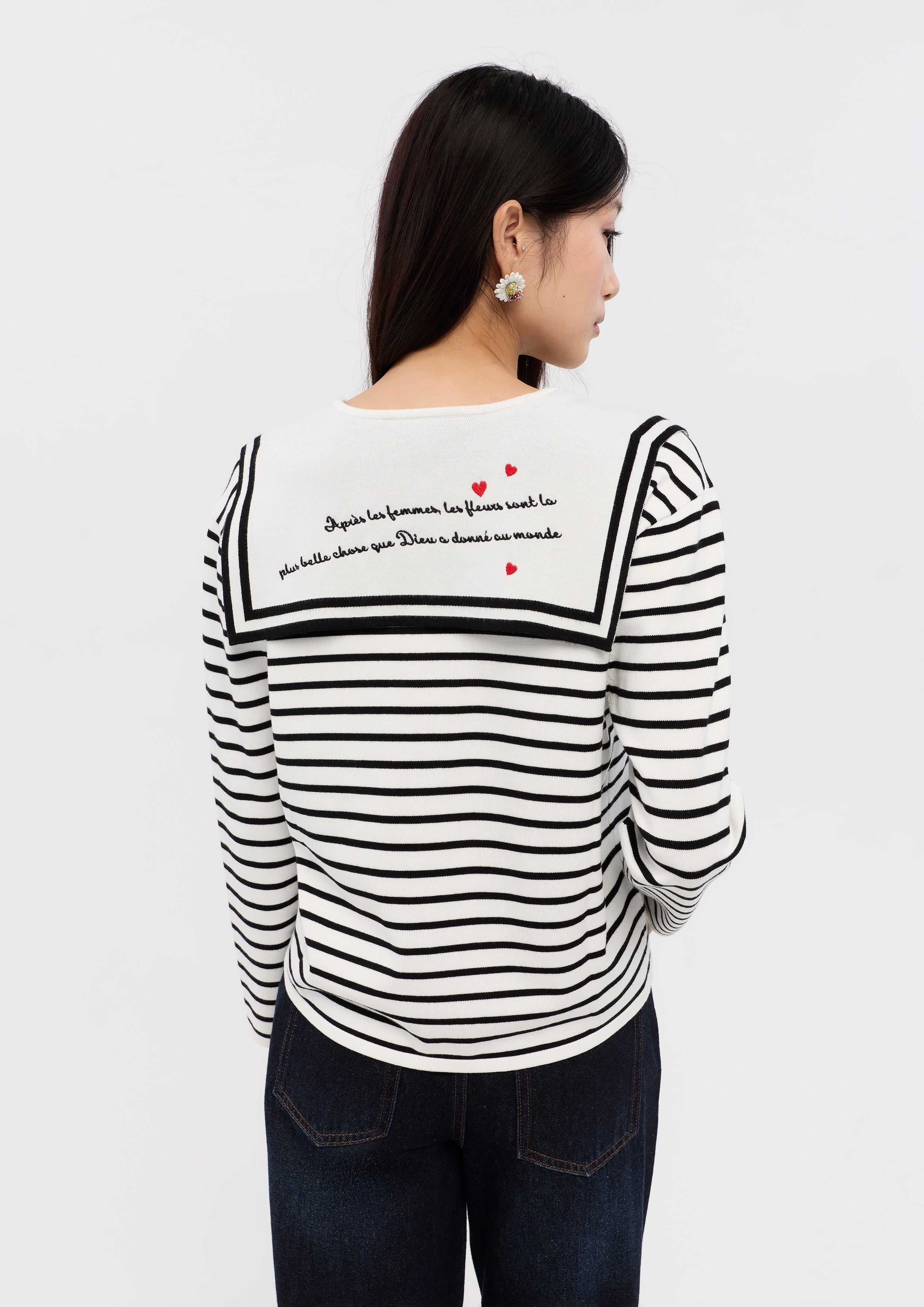 เสื้อแขนยาวลายตารางปกคอเสื้อกะลาสี คอลเลกชัน Mon Petit Ruban