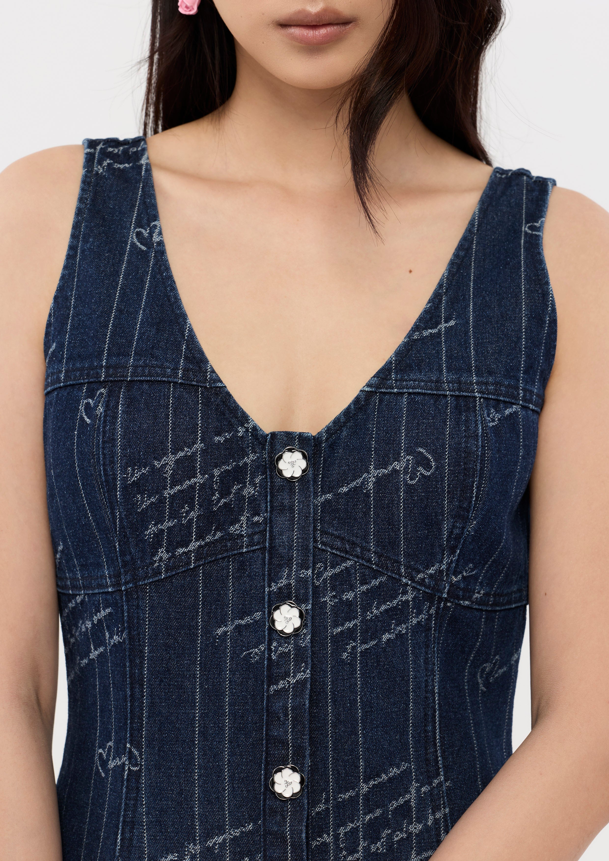 Embroidered Denim Mini Dress Mon Petit Ruban