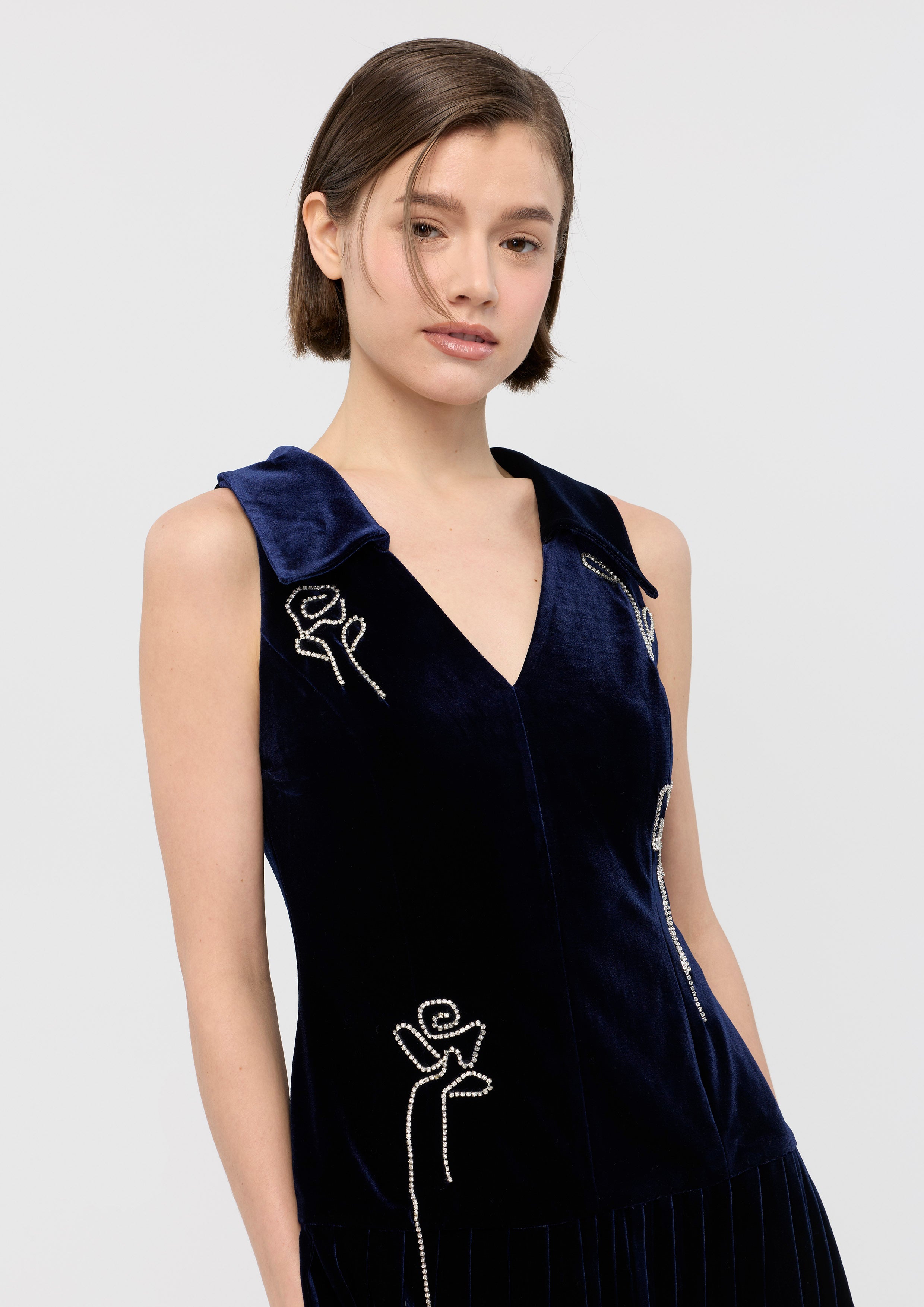 Velvet Crystal Embellished Midi Dress Mon Petit Ruban