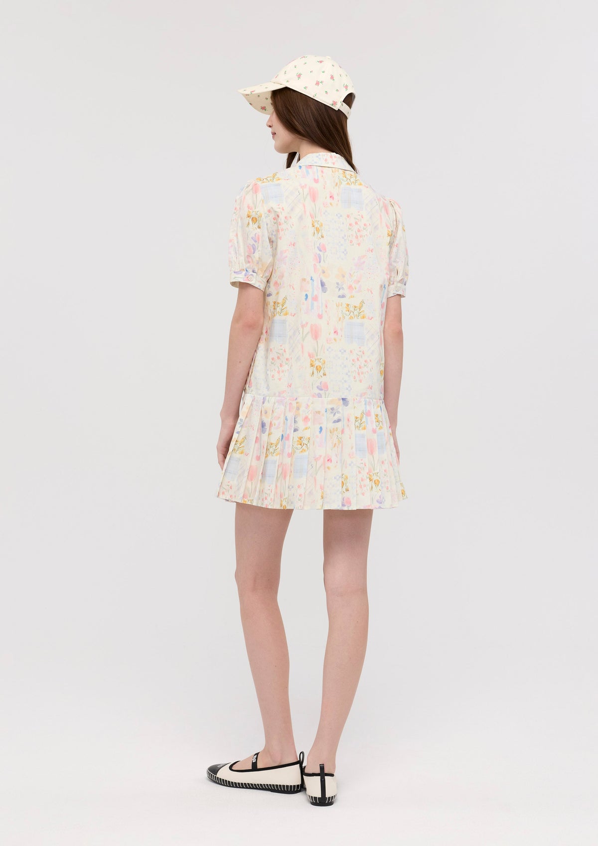 Floral Print Pleated Mini Skirt Dress Garden Poetry