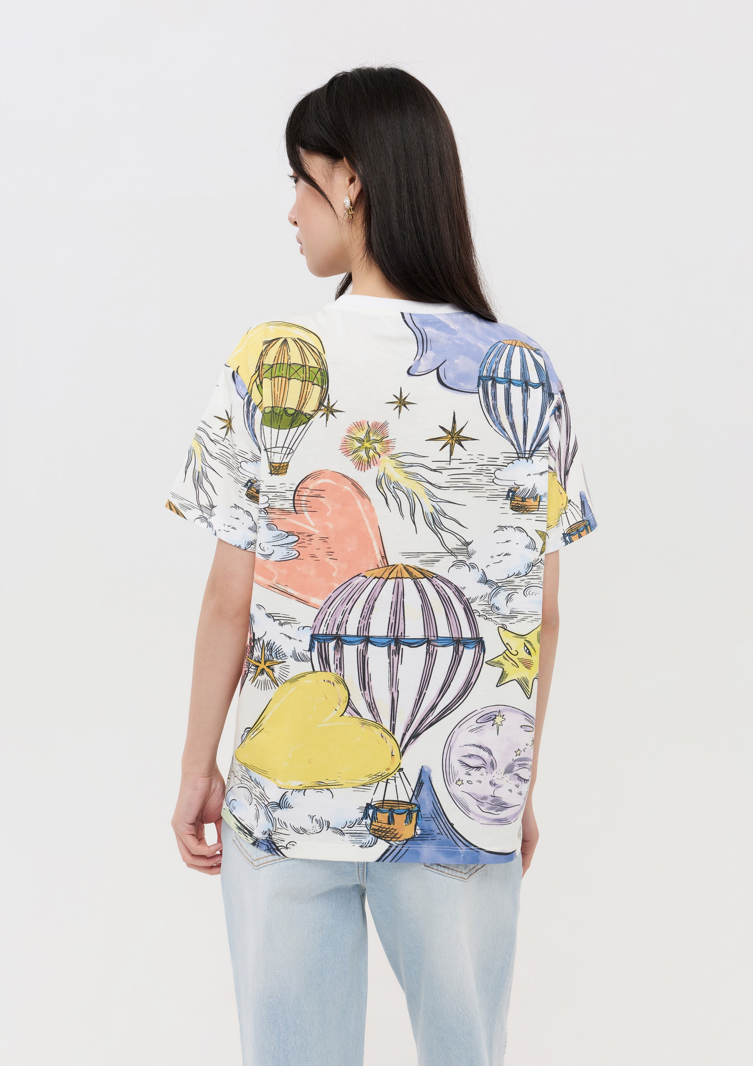 เสื้อยืดแขนสั้นพิมพ์ลาย คอลเลกชัน Lune d'Air