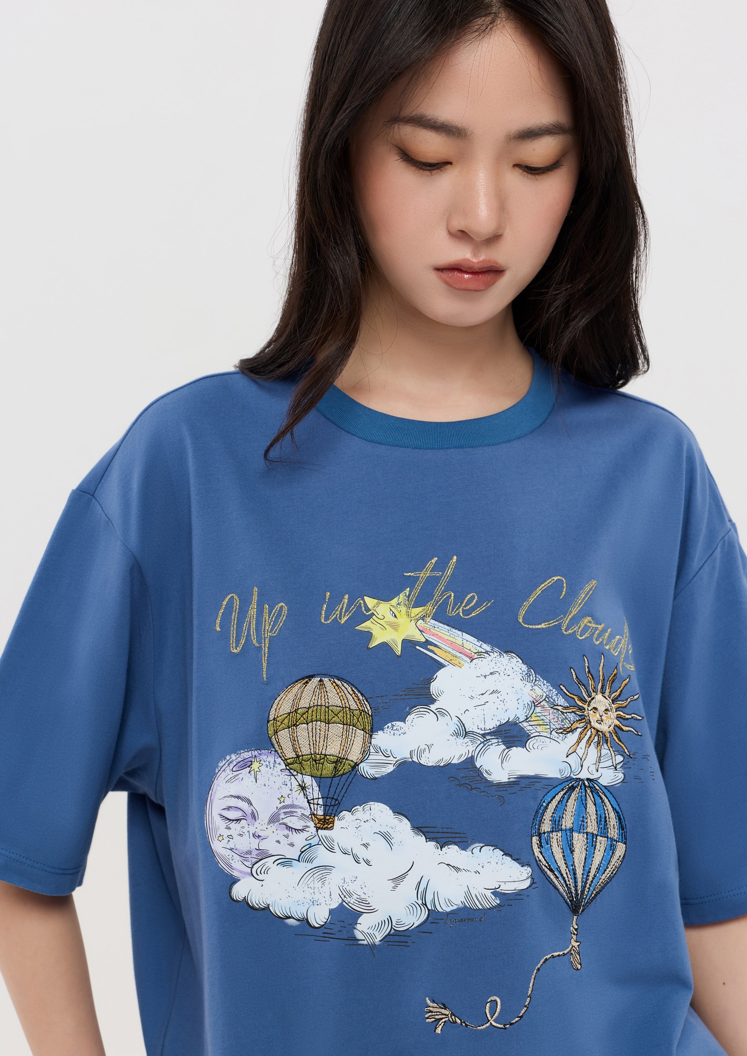 เสื้อยืดแขนสั้นพิมพ์ลายบอลลูน คอลเลกชัน Lune d'Air