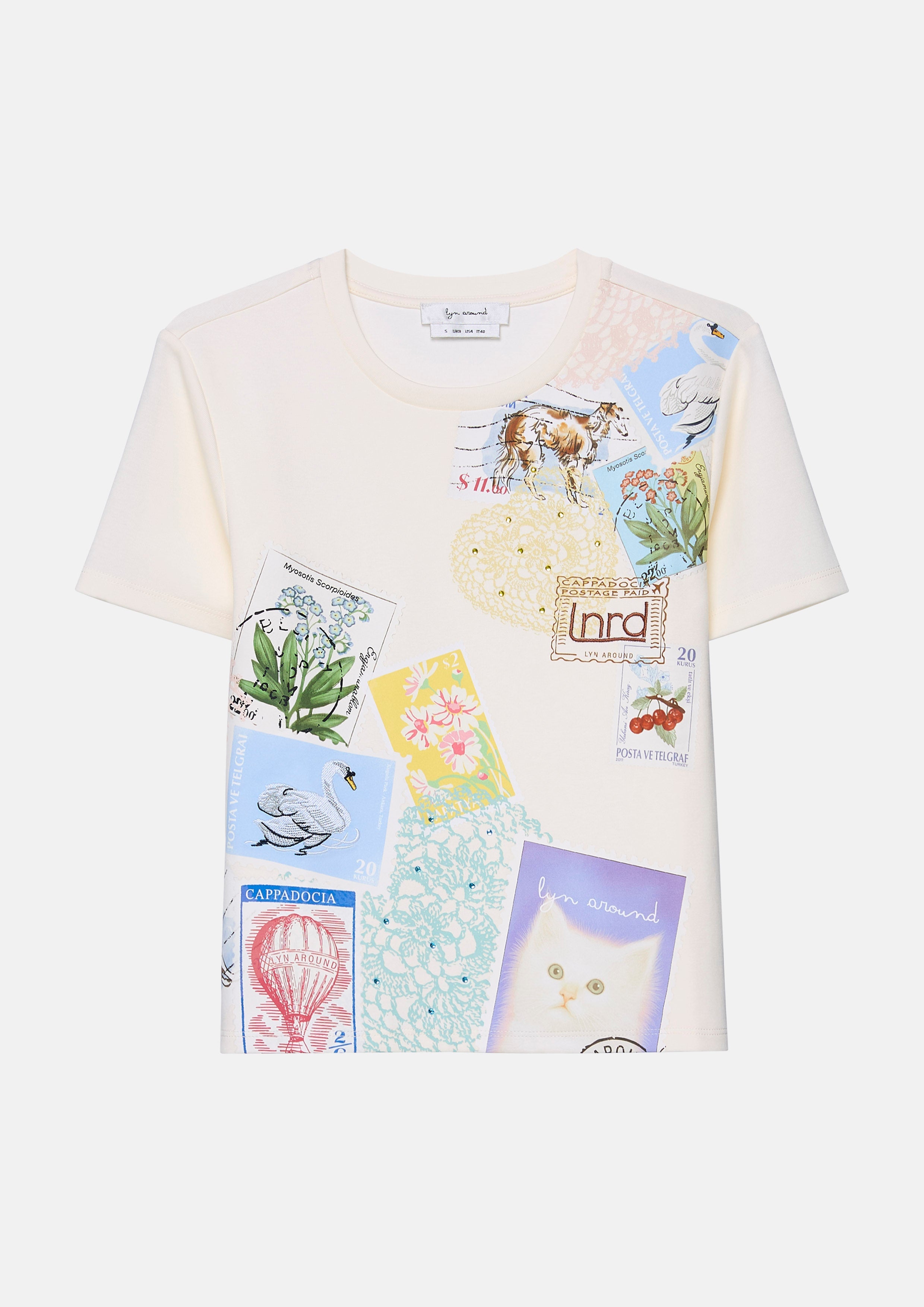 เสื้อยืดครอปแขนสั้นพิมพ์ลาย คอลเลกชัน The Wandering Remix