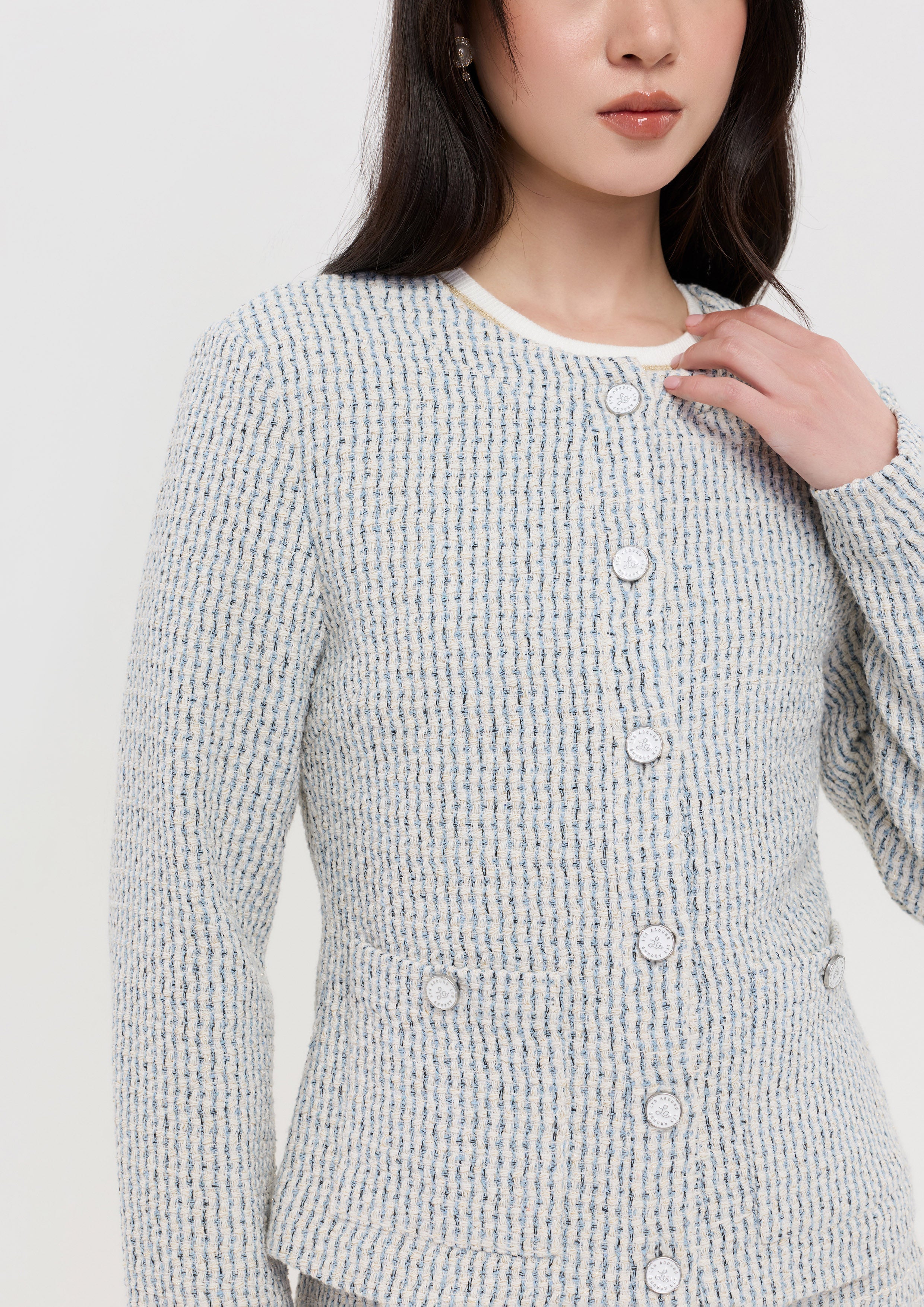 เสื้อแจ็คเก็ตแขนยาวผ้าทวีด คอลเลกชัน Lune d'Air