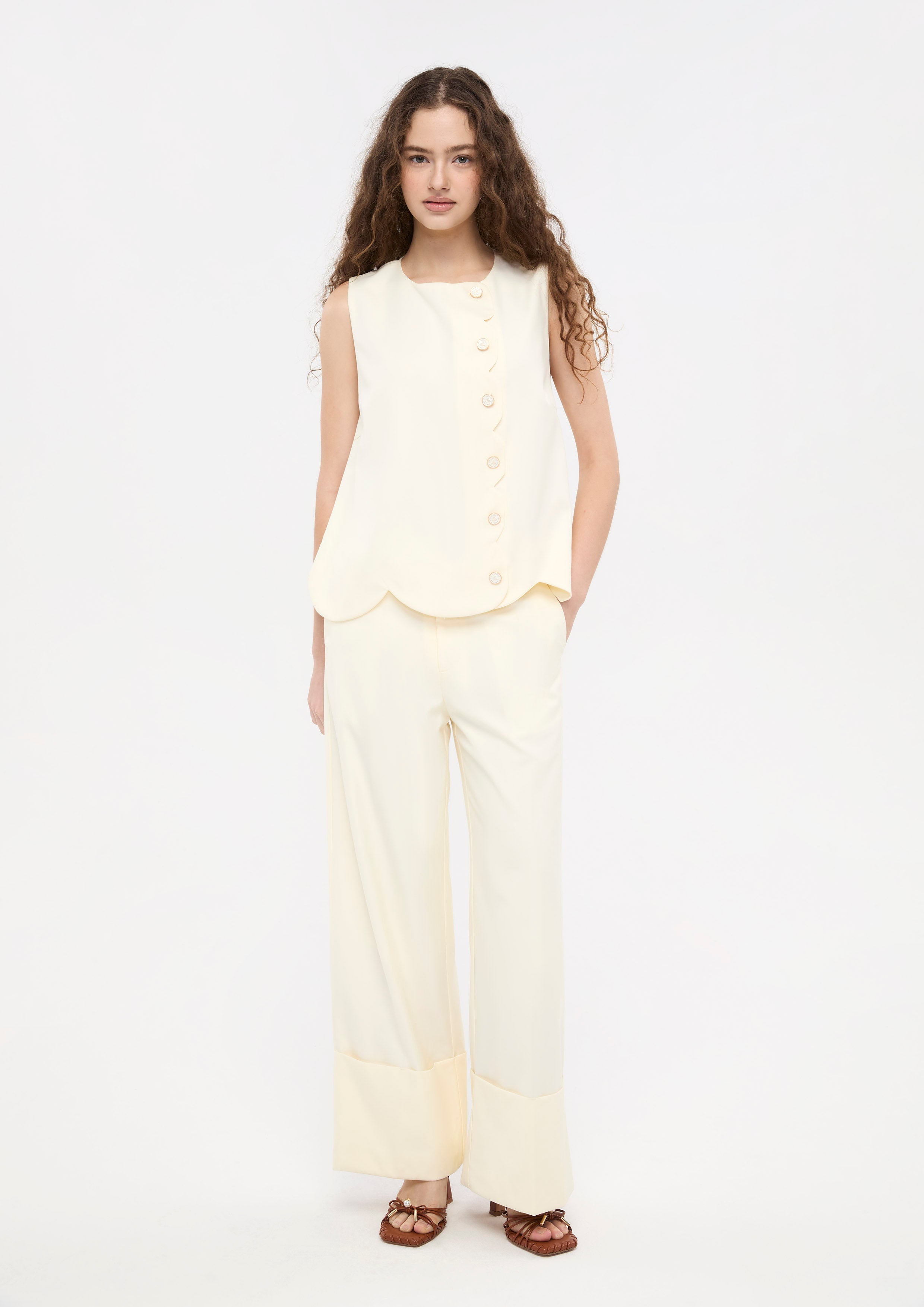 Turn Up Wide Leg Trousers Lune d'Air