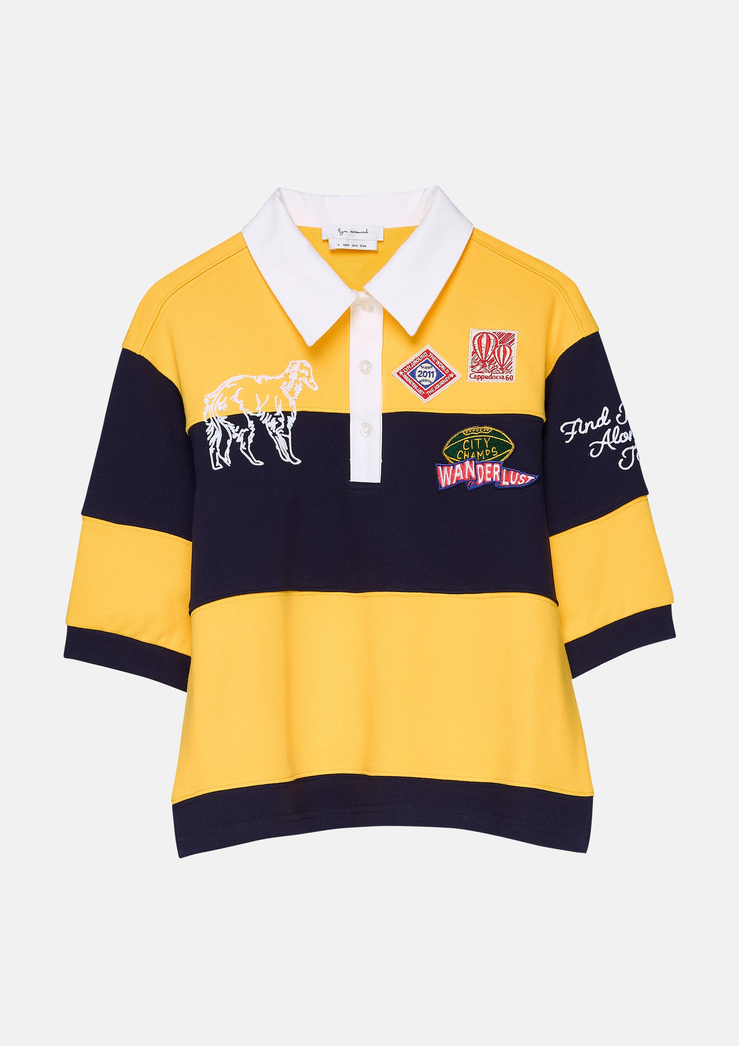 เสื้อโปโลลายทางปักลายแต่งแพทช์ คอลเลกชัน The Wandering Remix