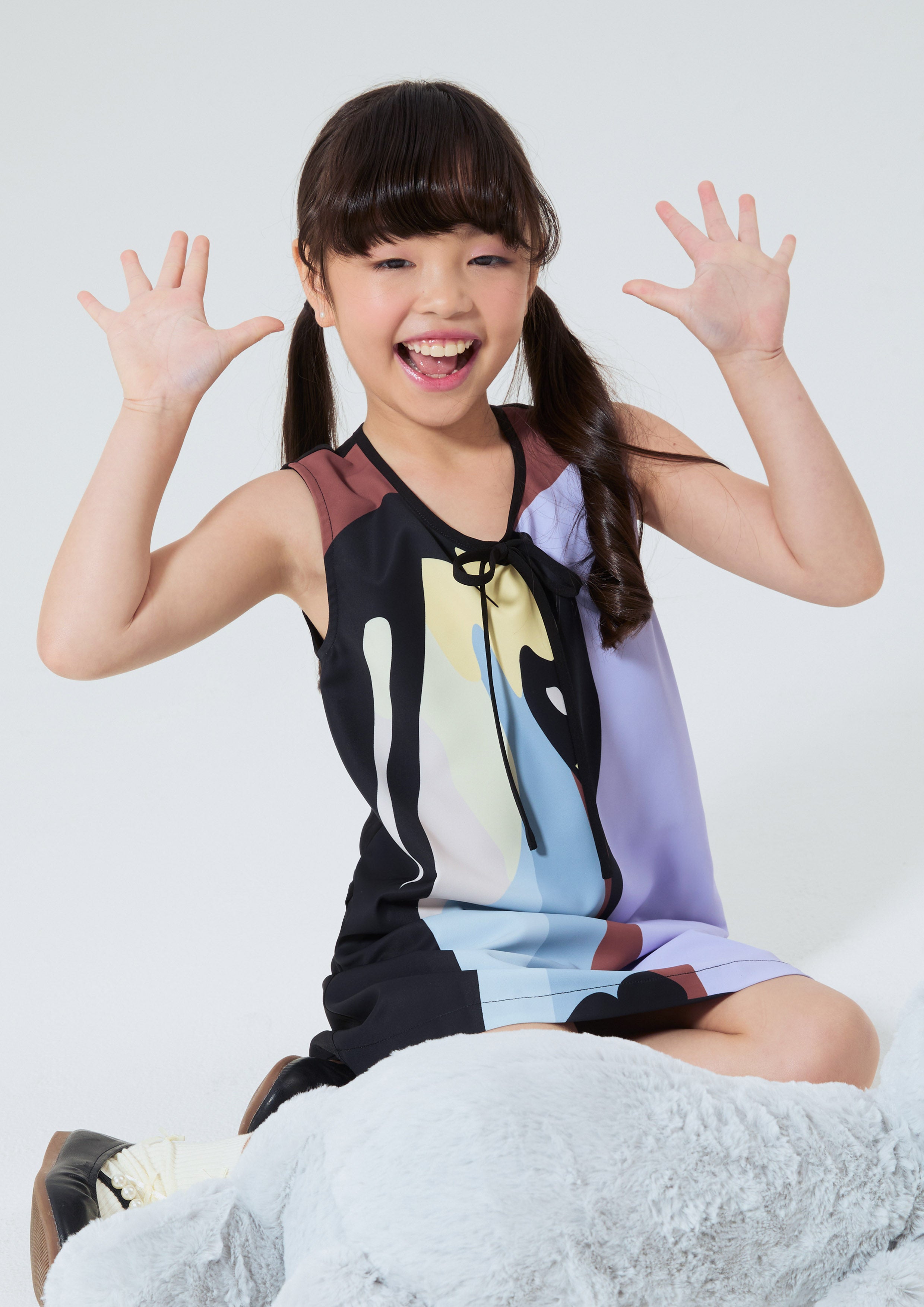 เดรสสั้นพิมพ์ลาย สำหรับเด็กผู้หญิง คอลเลกชัน Artic Noir