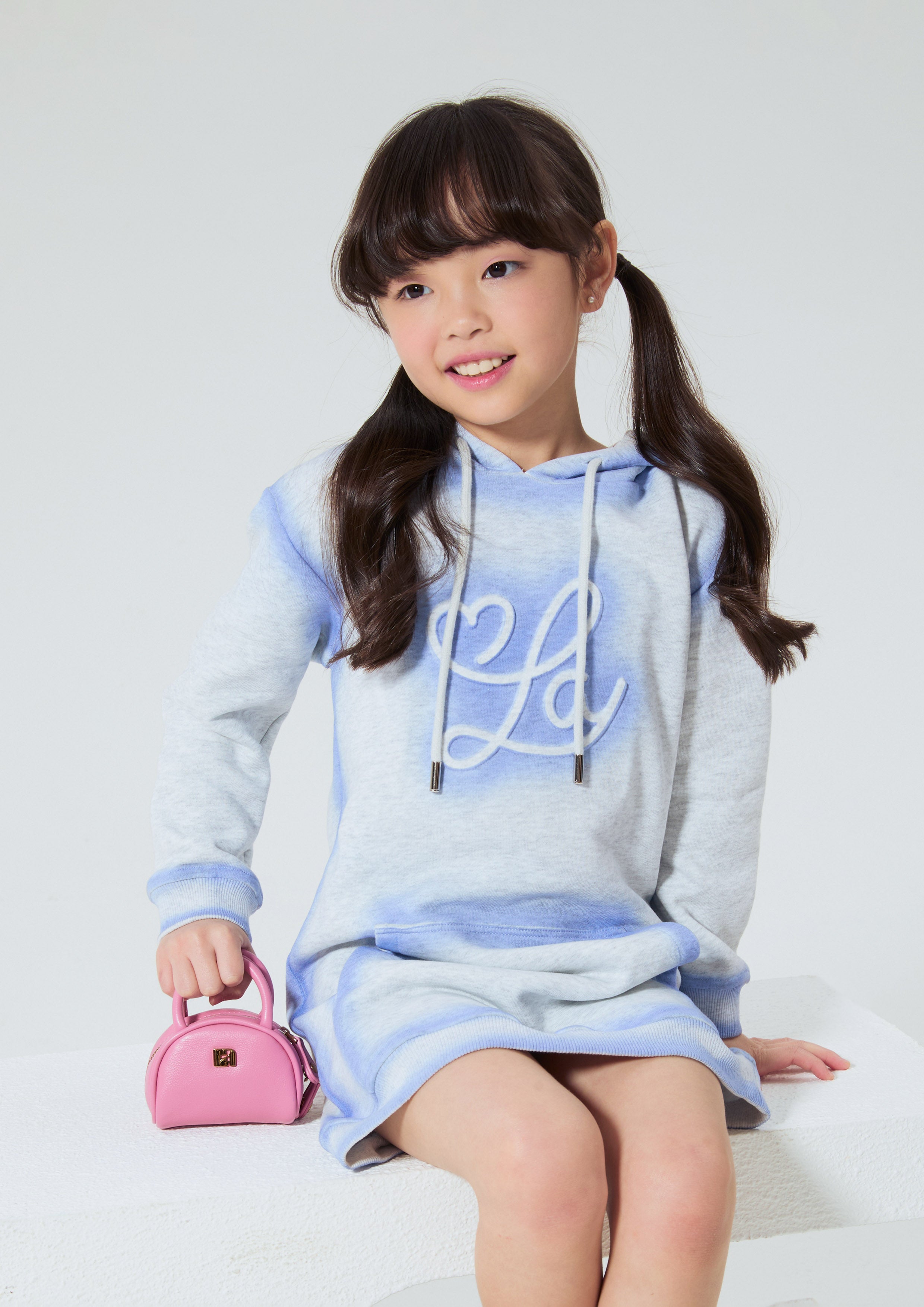 Ombre Hood Mini Dress For Mini Girls Melting Bloom