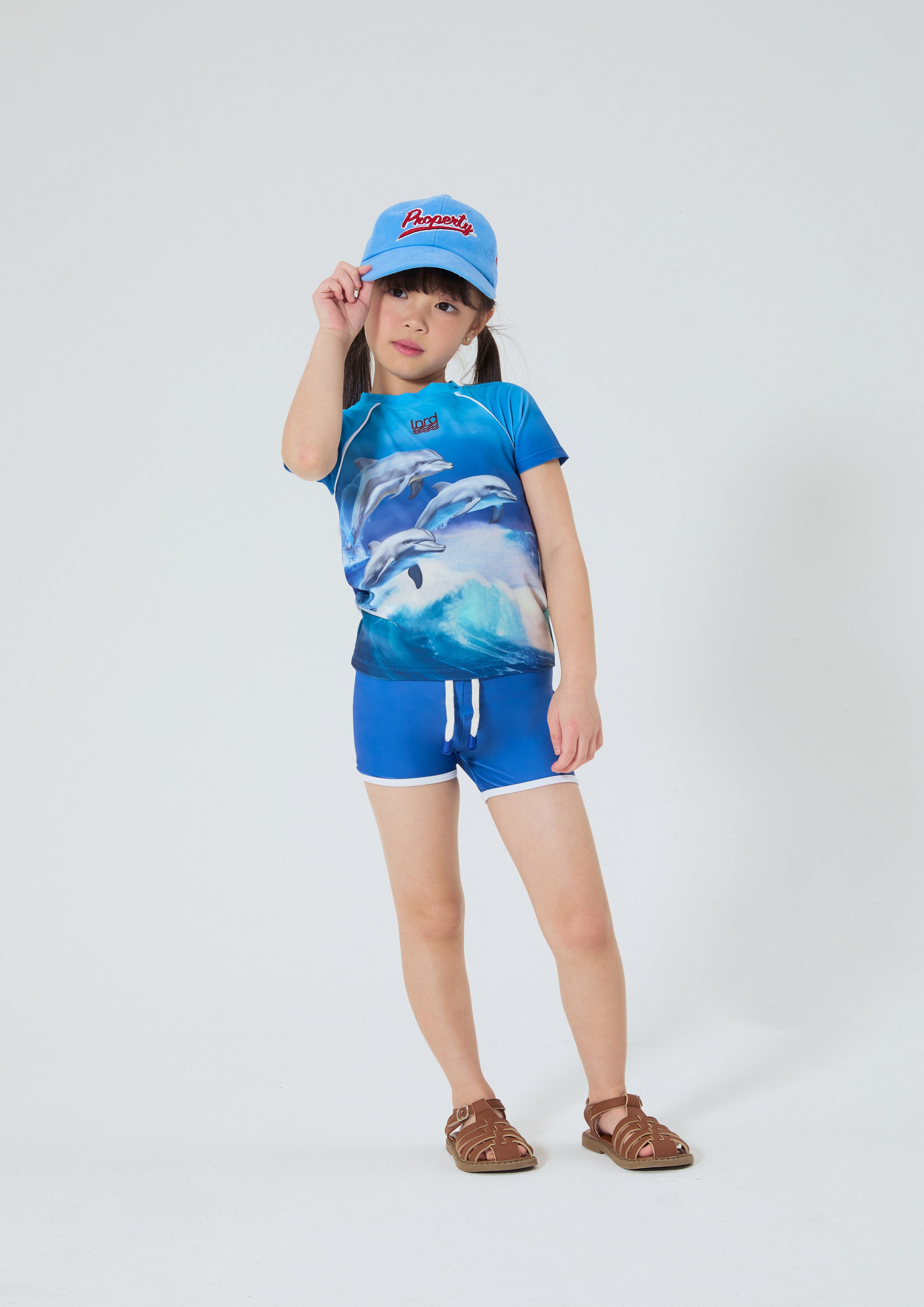 เซ็ทชุดว่ายน้ำเสื้อแขนยาวพิมพ์ลายและกางเกง สำหรับเด็กผู้หญิง คอลเลกชัน You Deserve a Break