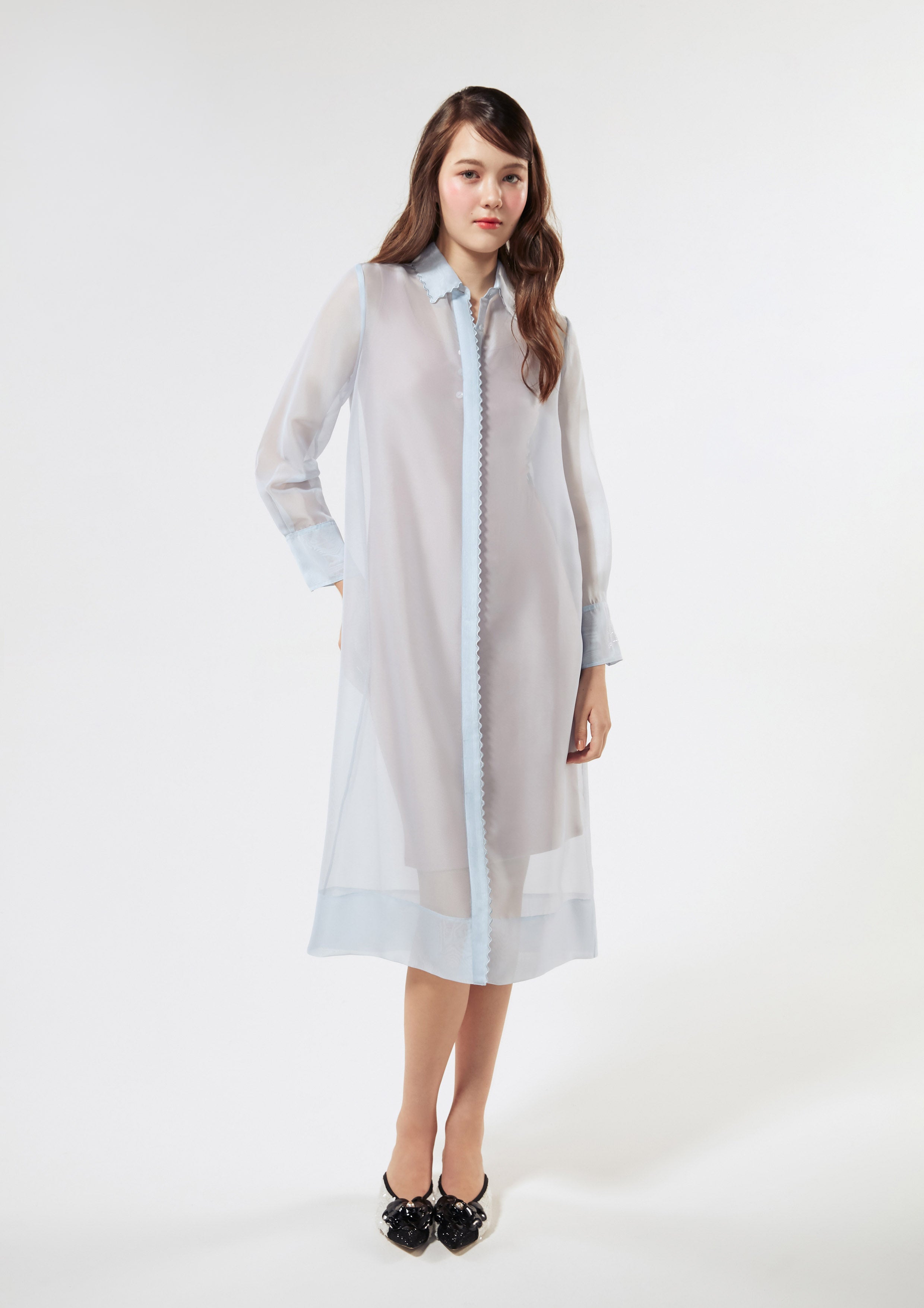 เดรสคลุมเข่าผ้าเชียร์ คอลเลกชัน Crystaline