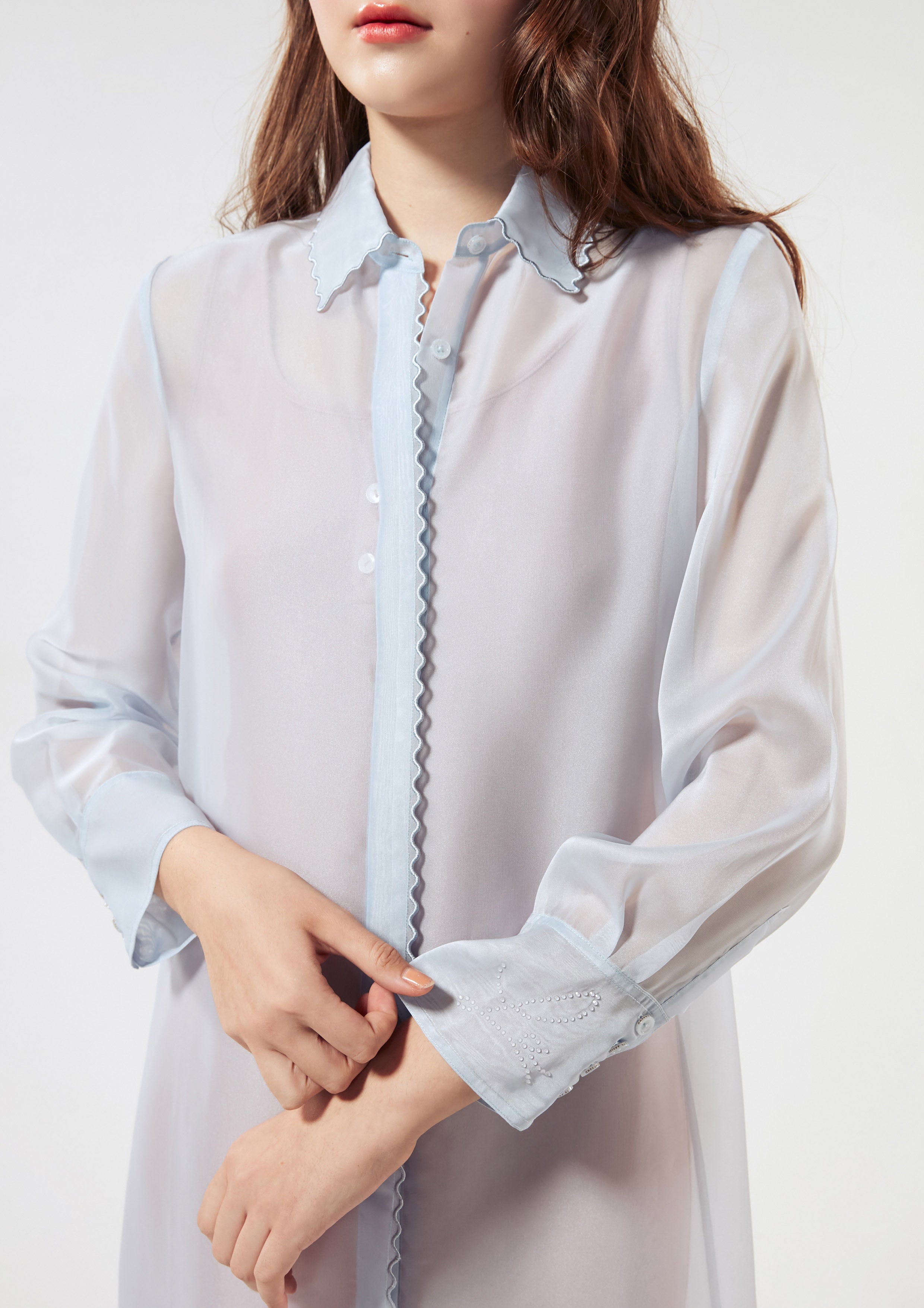 เดรสคลุมเข่าผ้าเชียร์ คอลเลกชัน Crystaline