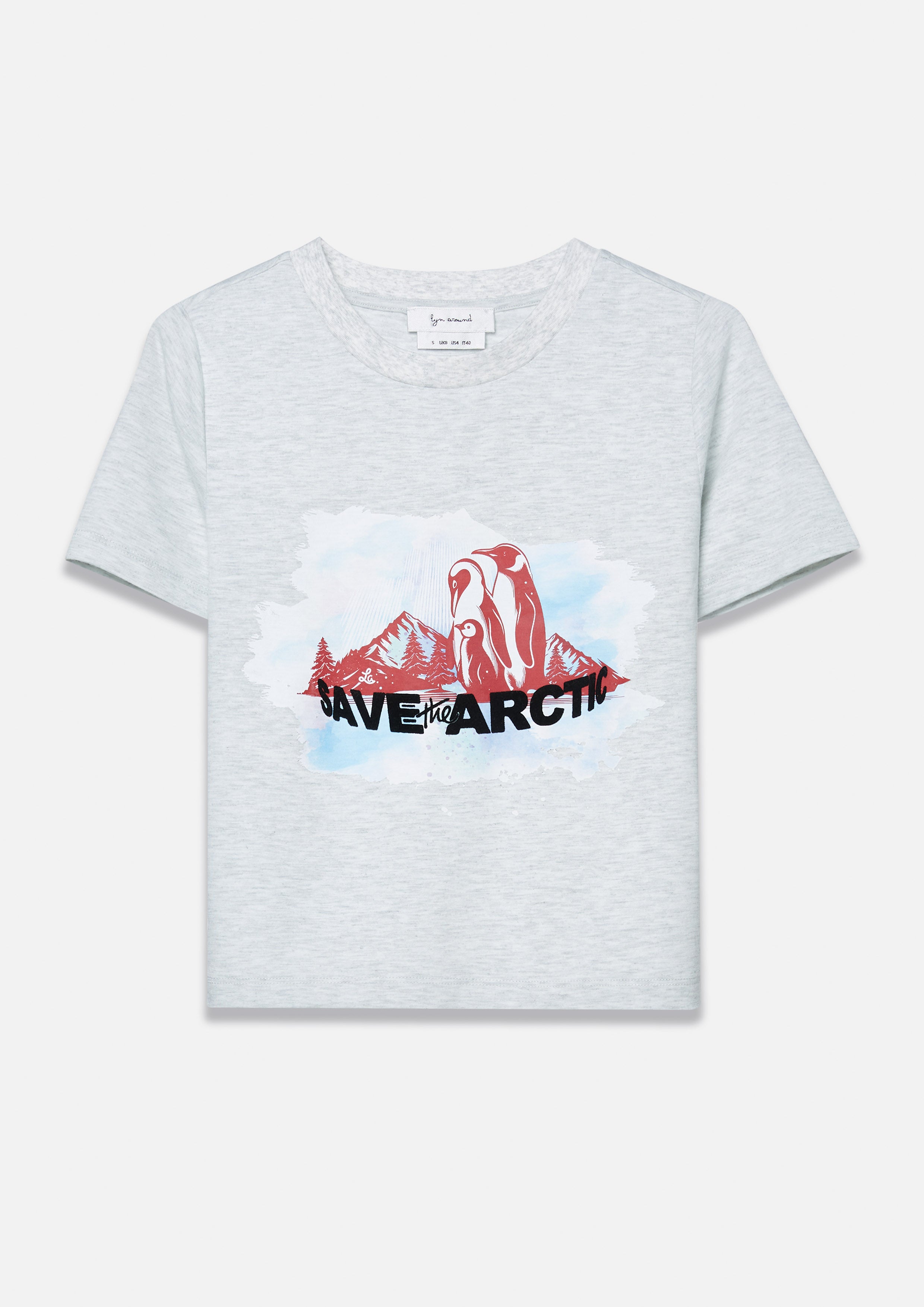 เสื้อยืดครอปแขนสั้นพิมพ์ลาย คอลเลกชัน Artic Noir