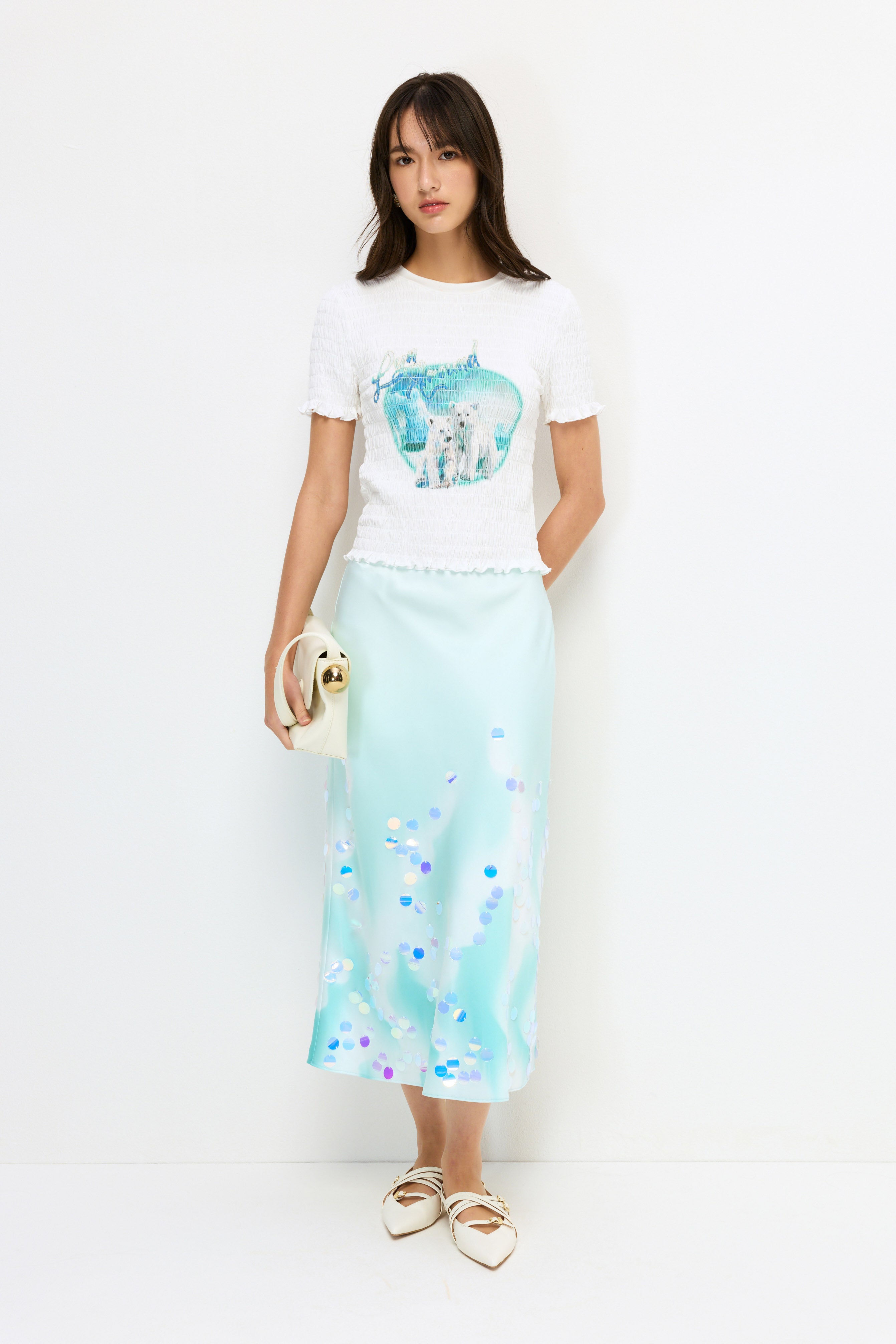 เสื้อยืดแขนสั้นผ้าสม็อคพิมพ์ลาย คอลเลกชัน You Deserve a Break