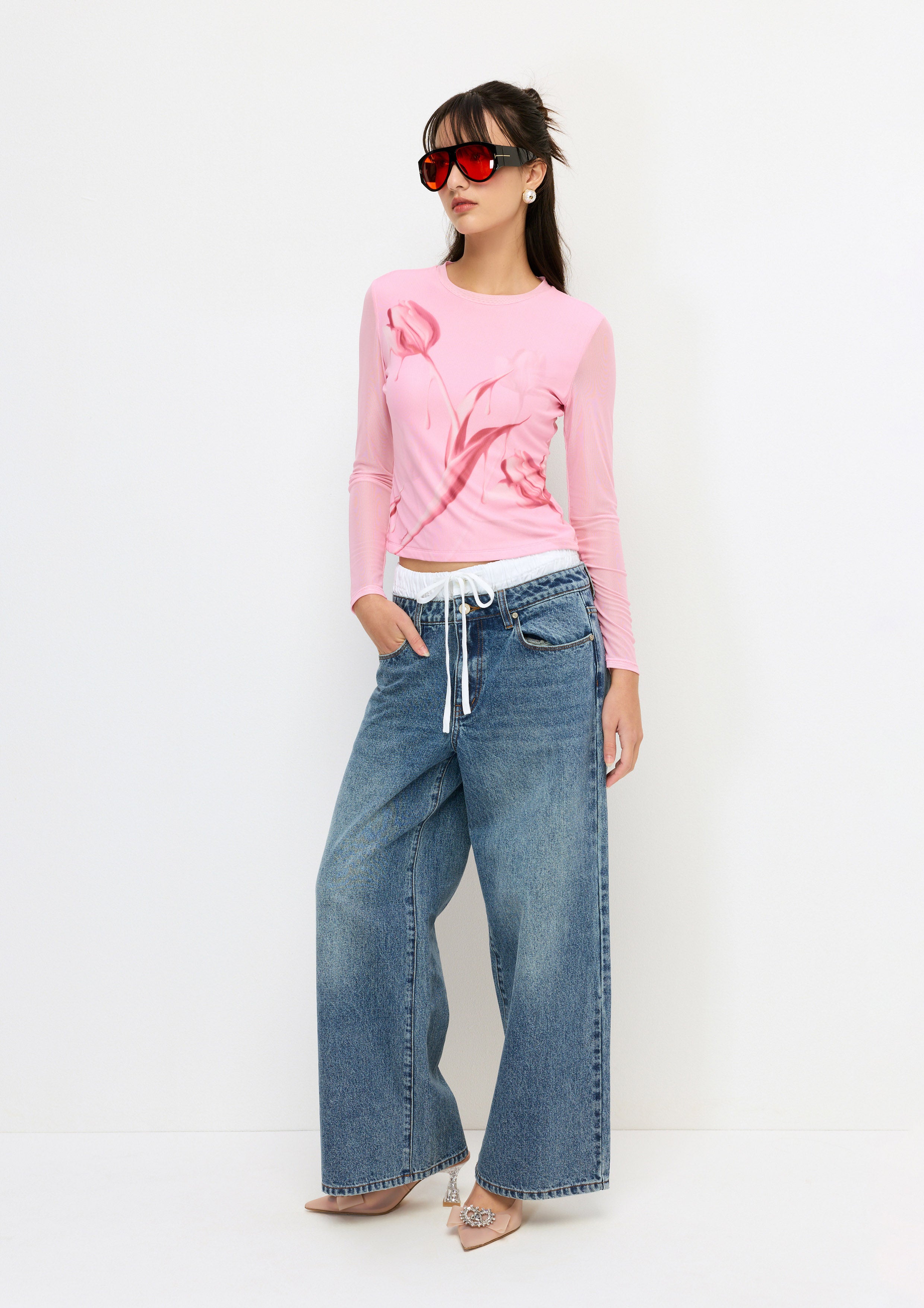 Floral Long Sleeve Top Melting Ice (Cream)