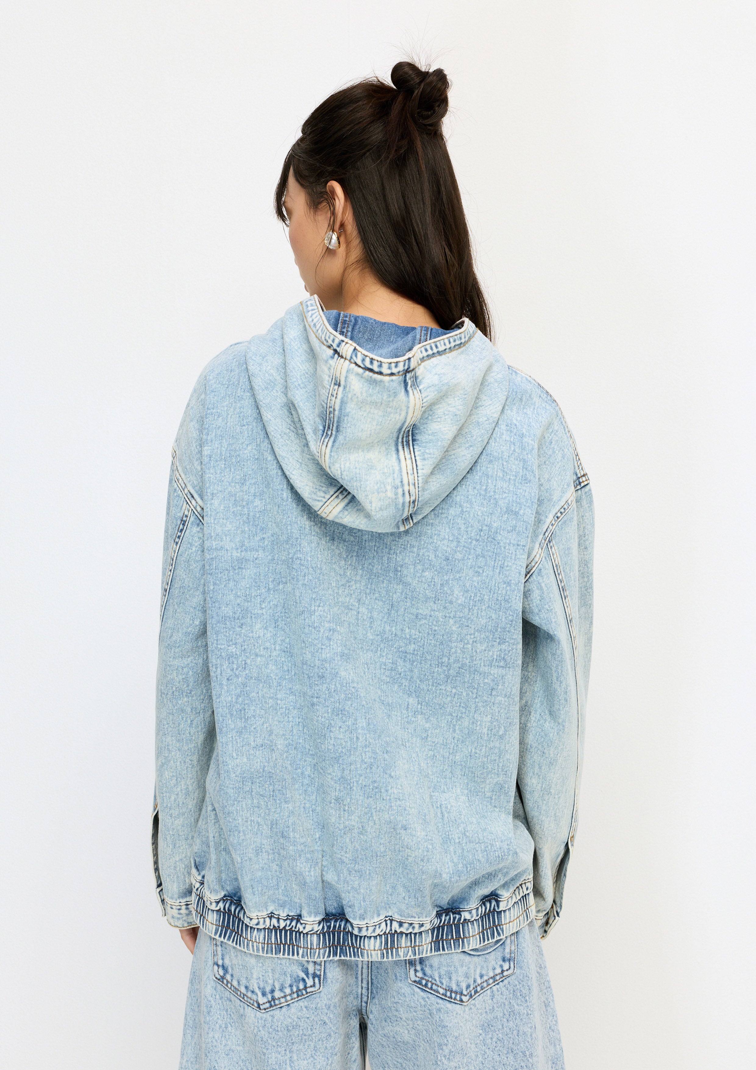Ombre Denim Hood Jacket Melting Bloom