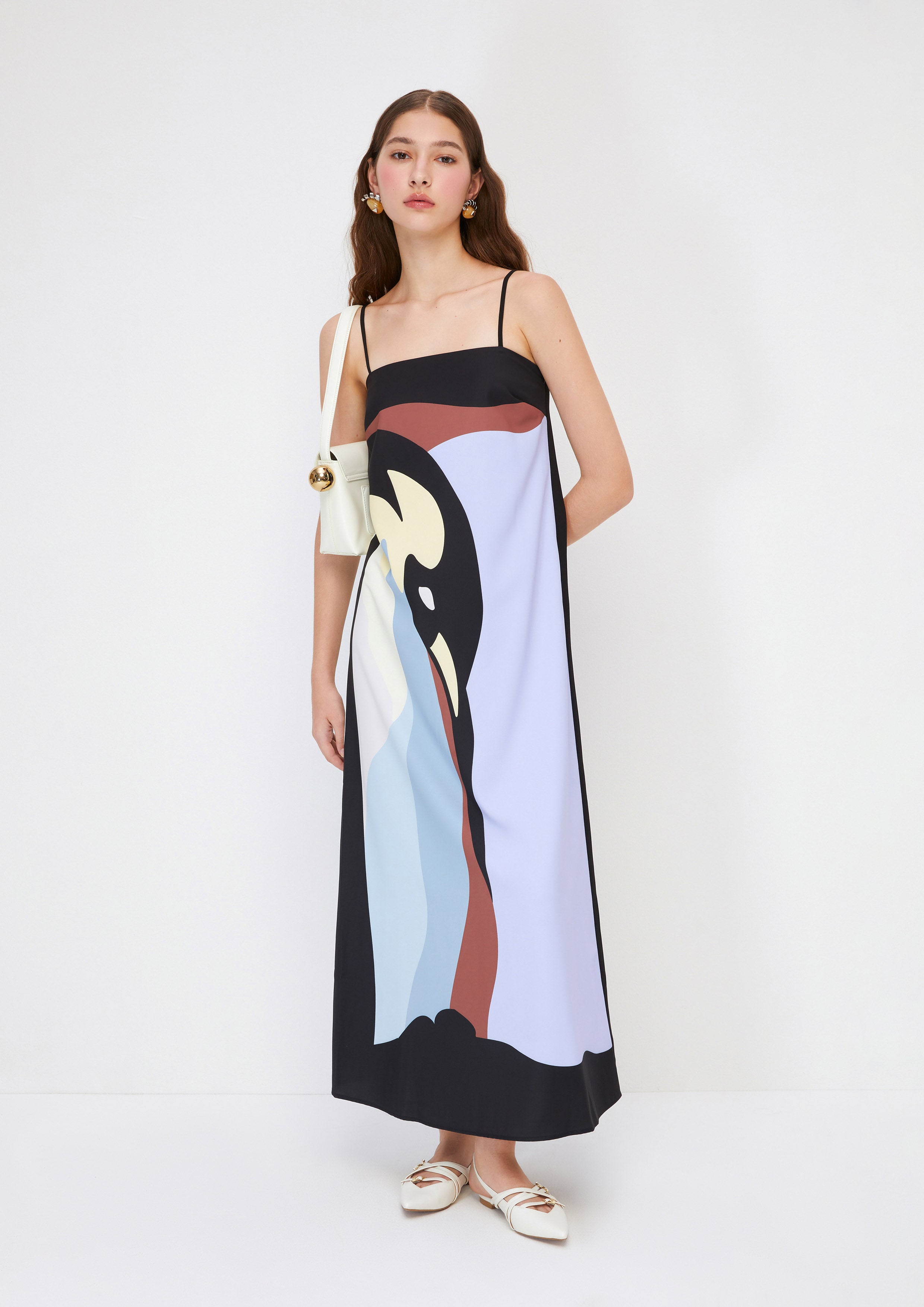 Print Cami Dress Artic Noir