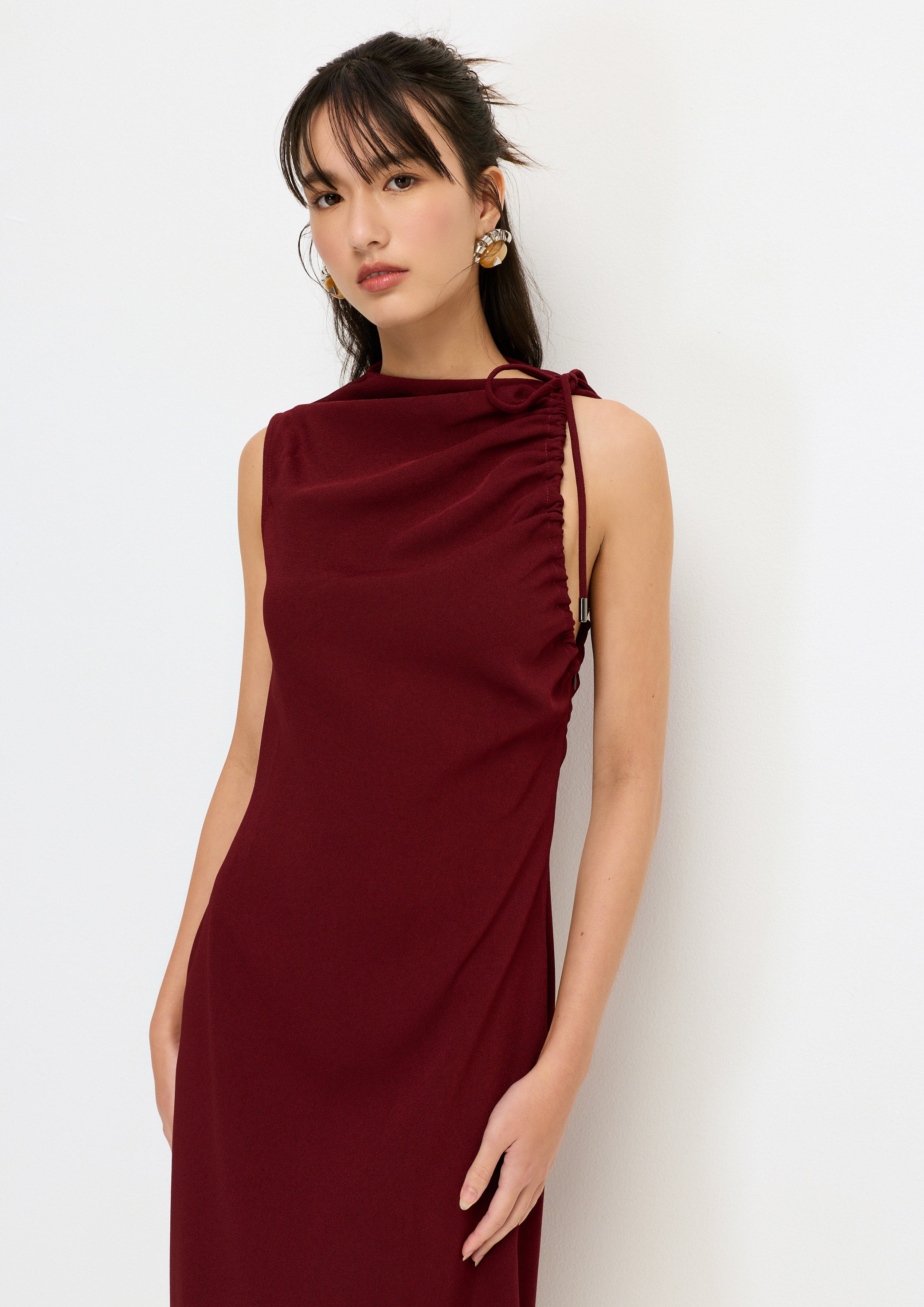 Drawstring Sleeveless Dress Arctic Noir