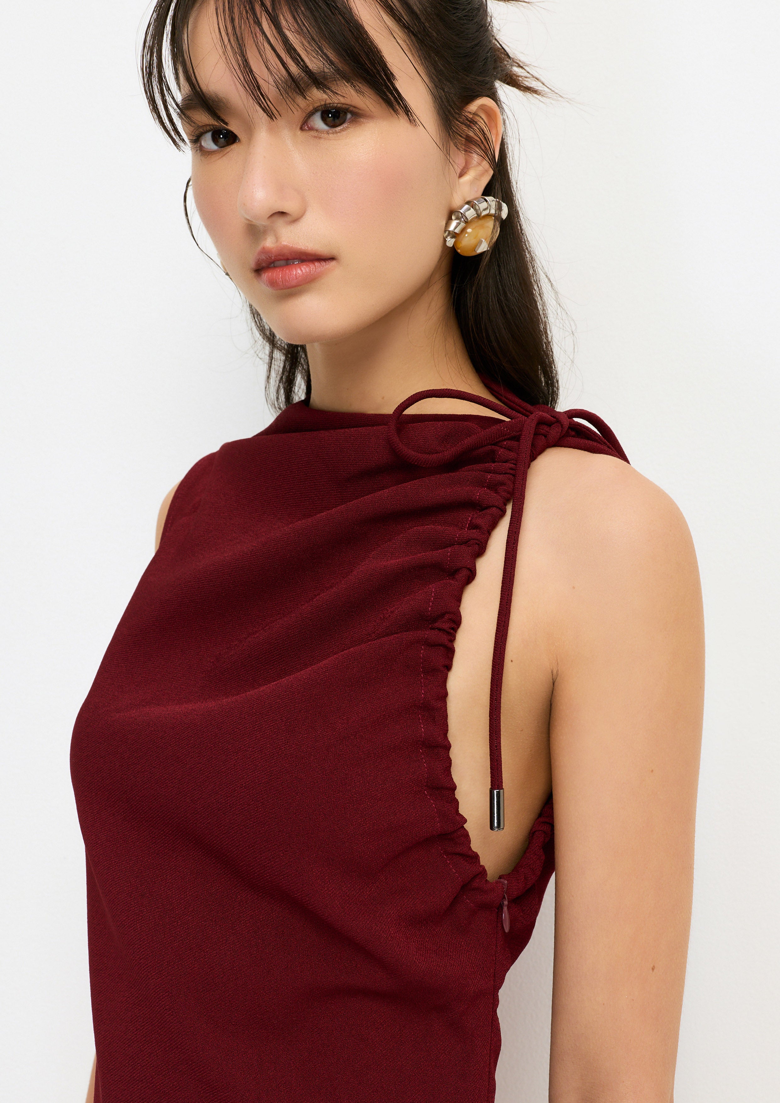 Drawstring Sleeveless Dress Arctic Noir