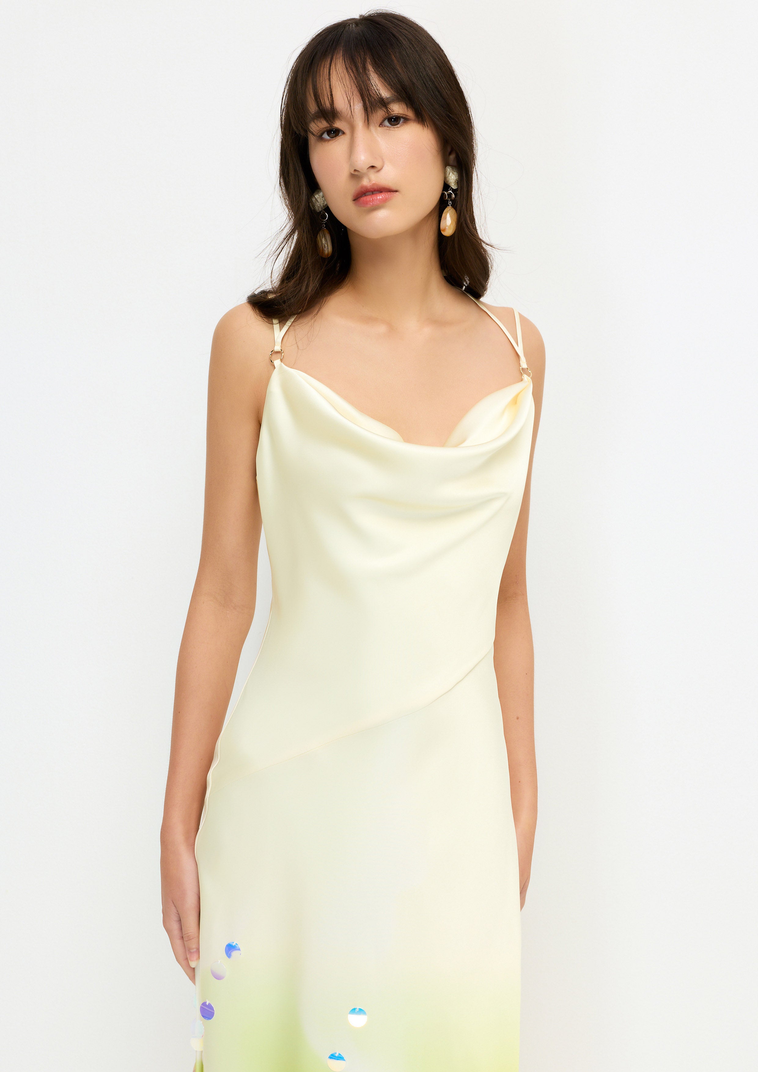 Satin Sequin Skirt Dress Aurora Veil