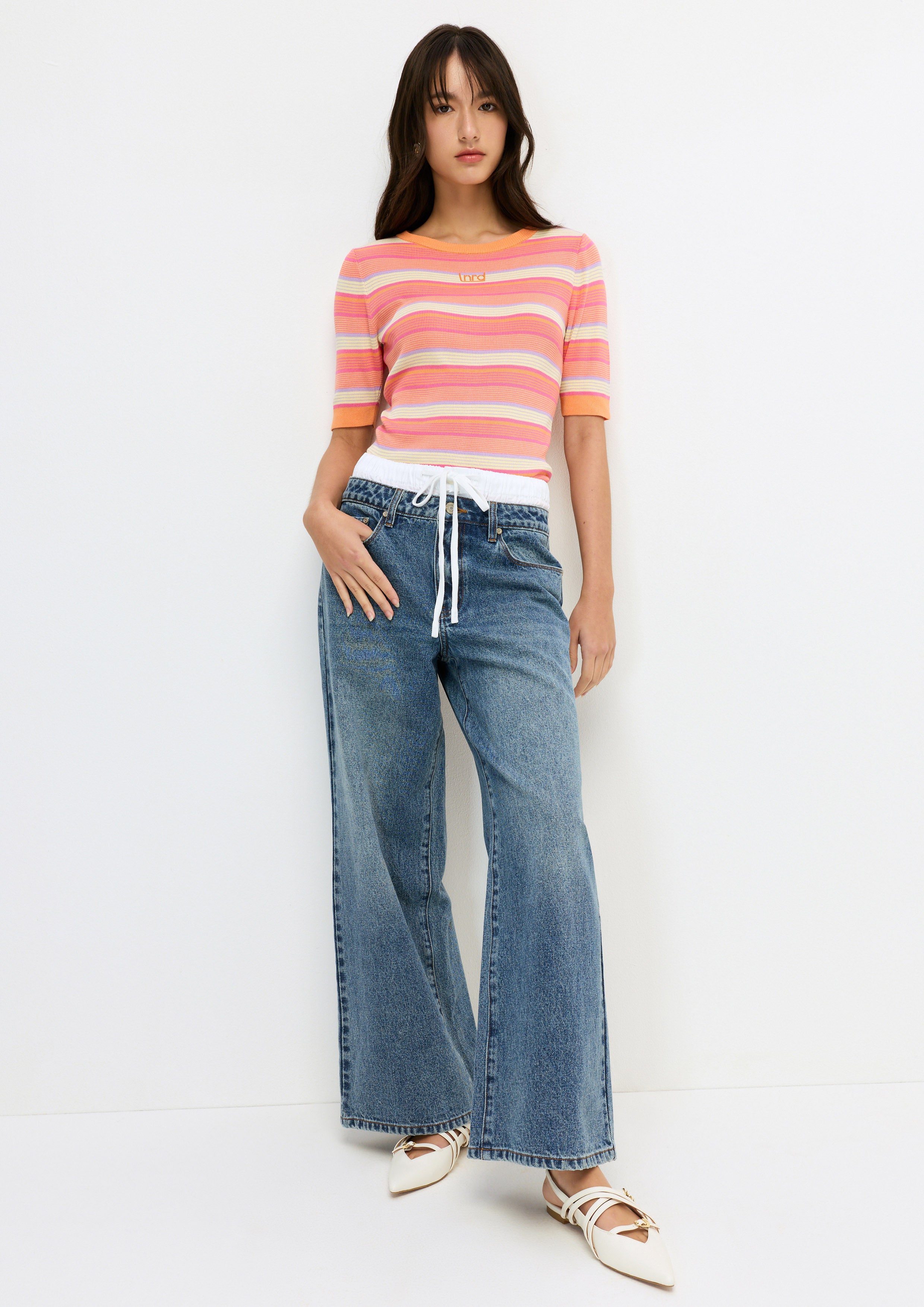 Knitted Stripe T-Shirt Melting Ice (Cream)