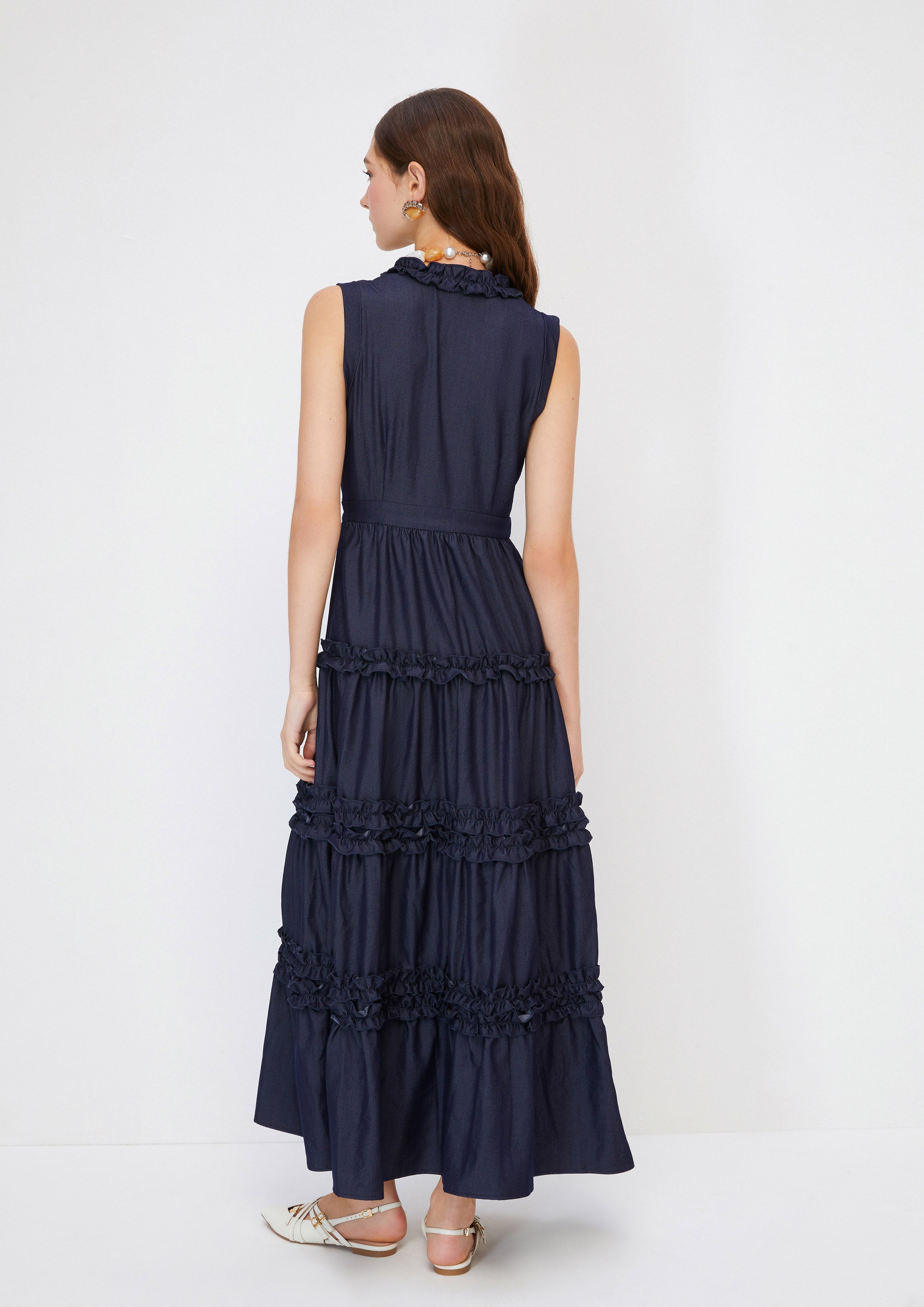 เดรสกระโปรงยาวต่อชั้นแต่งระบาย คอลเลกชัน Melting Ice (Cream)