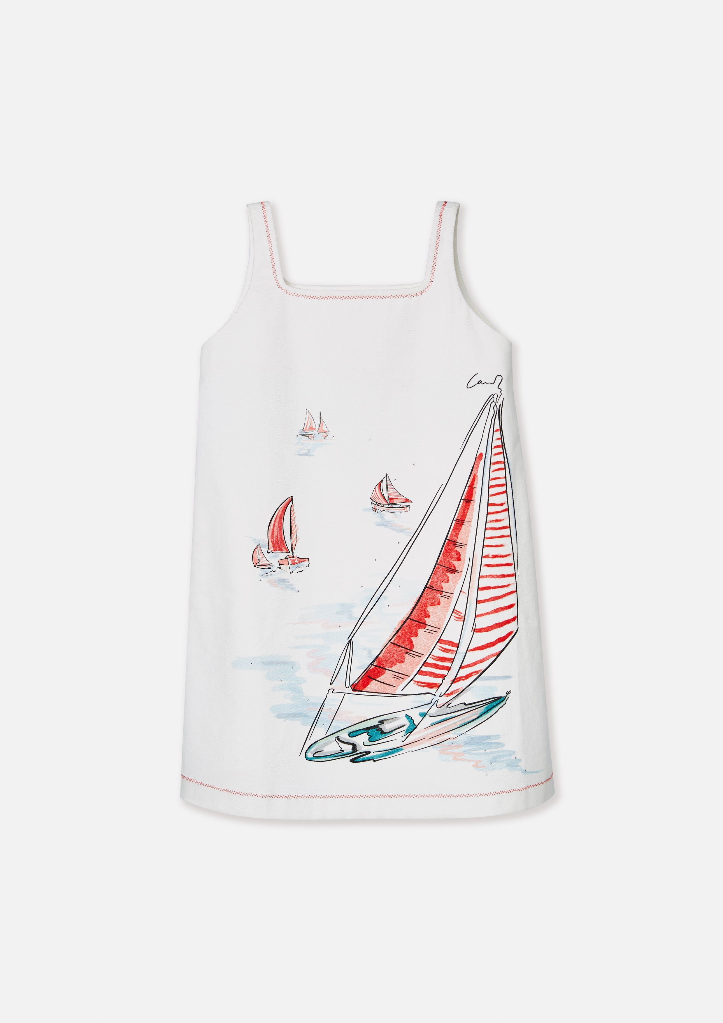 Sailing Print Mini Dress For Mini Girls Califonia Yacht Club