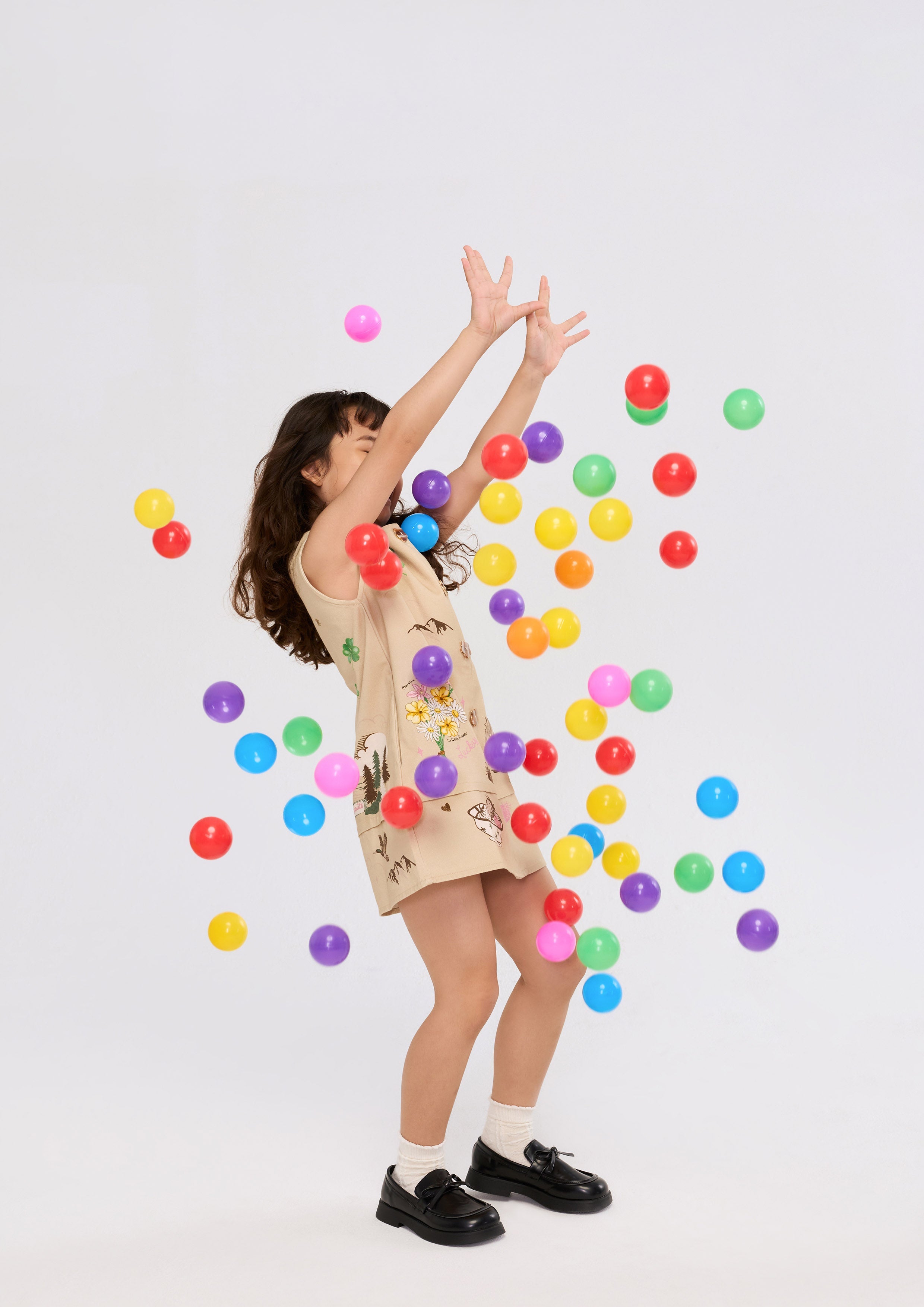 Print Button Up Mini Dress For Mini Girl Camp Diary