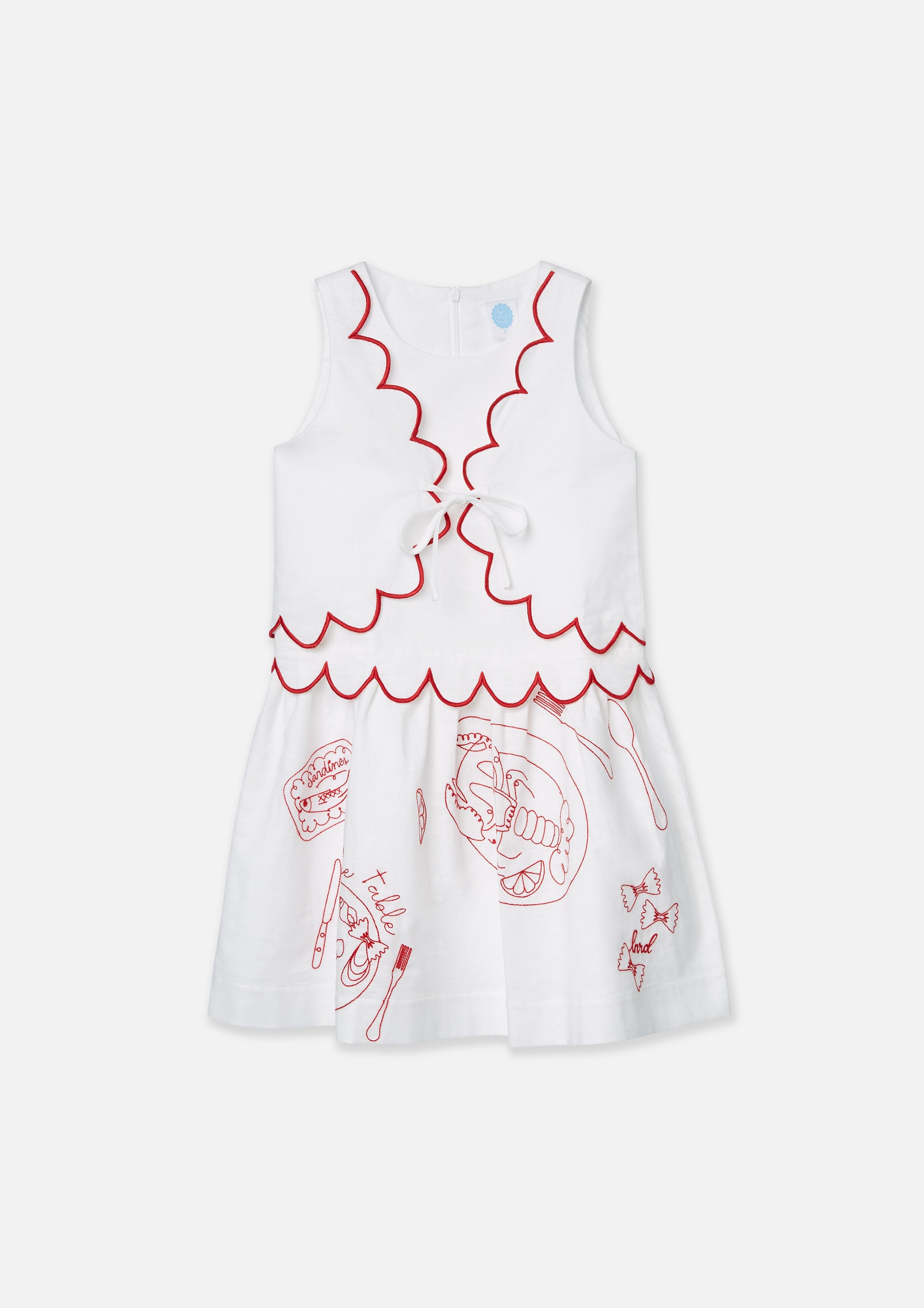 Contrast Embroidered Scallop Trim Mini Dress For Mini Girls Chasing the Sun