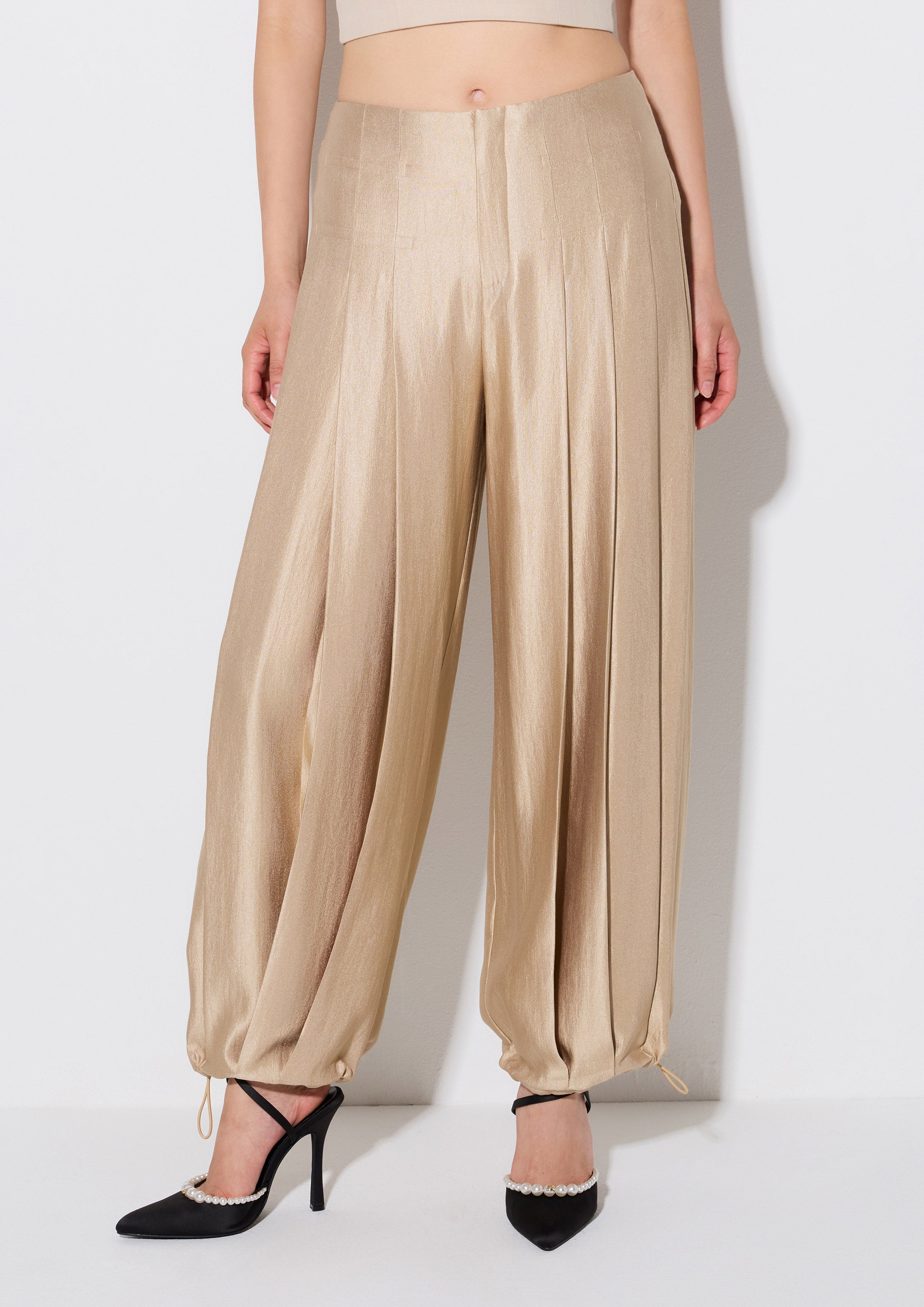 Satin Pleated Wide Leg Trousers Weekender