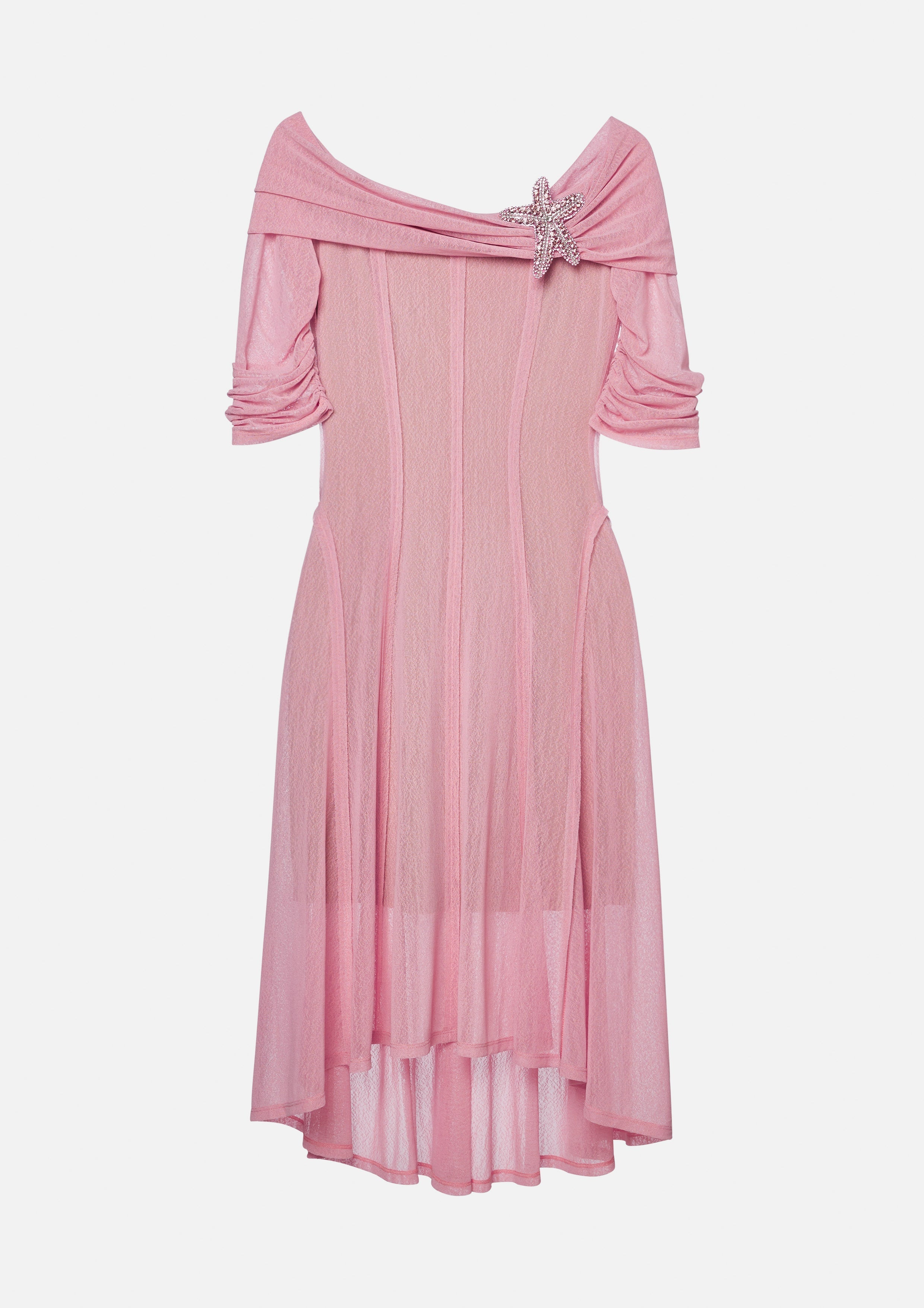 Sheer Off-Shoulder With Star Motif Embellished Midi Dress Weekender