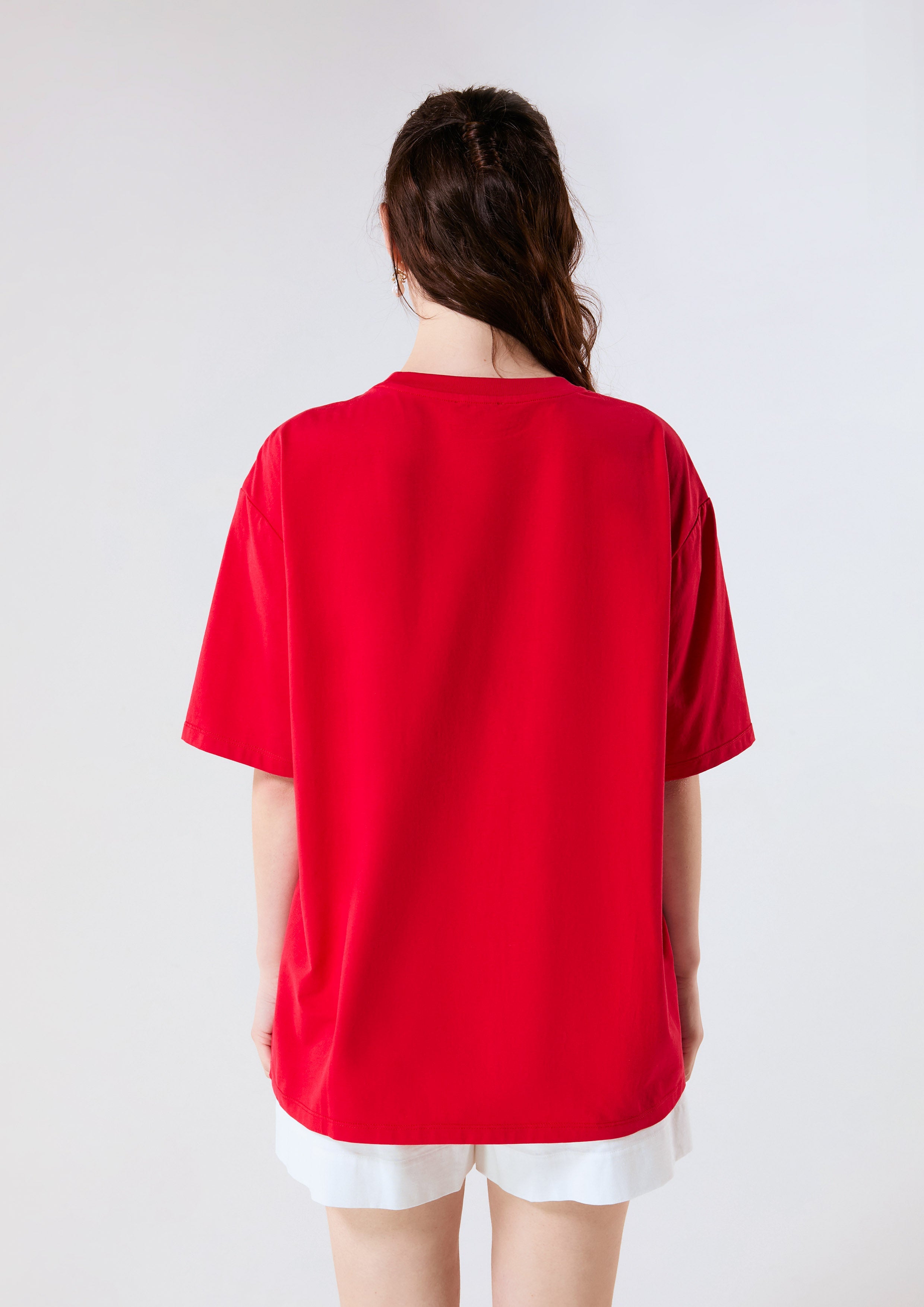 Contrast Embroideried Oversized T-Shirt Chasing the Sun