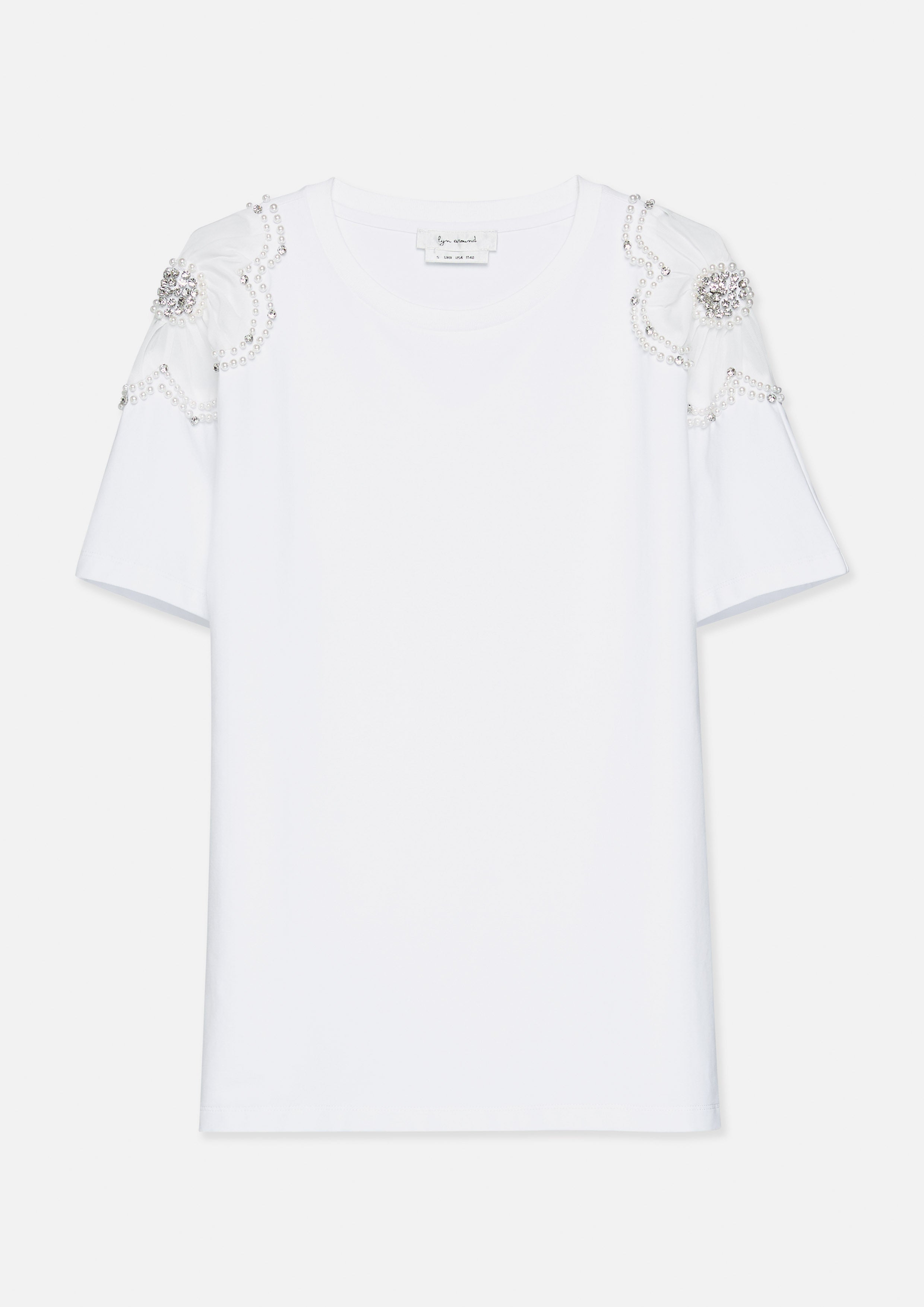 Crystal and Pearl Bead Embellished T-Shirt Oasis