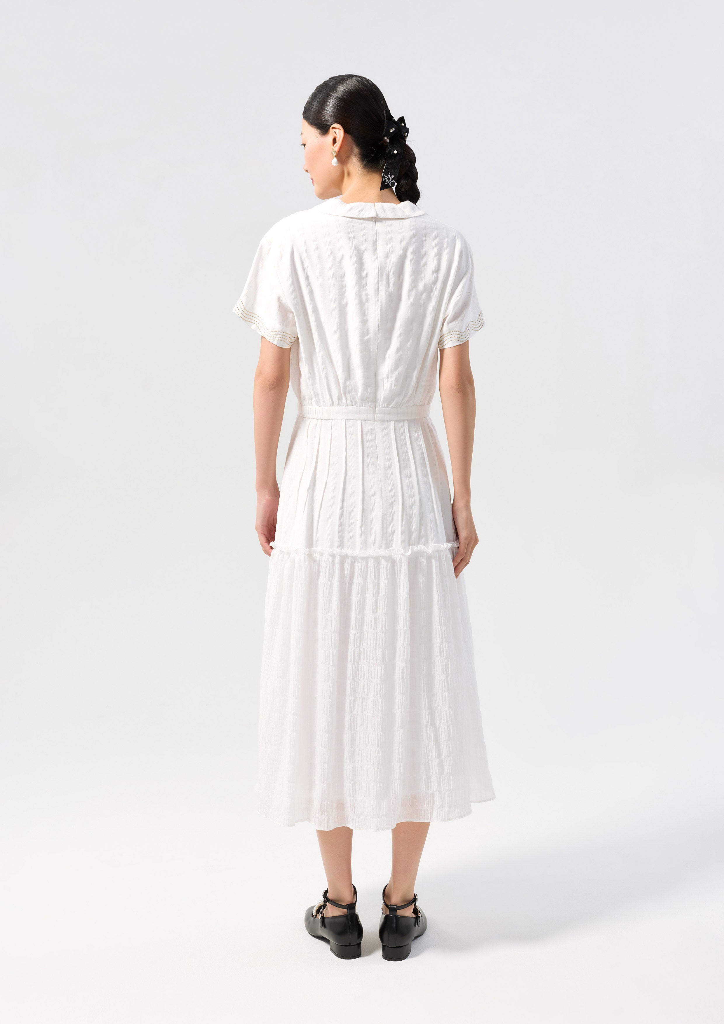 Crinkle Front Tie Midi Dress Oasis