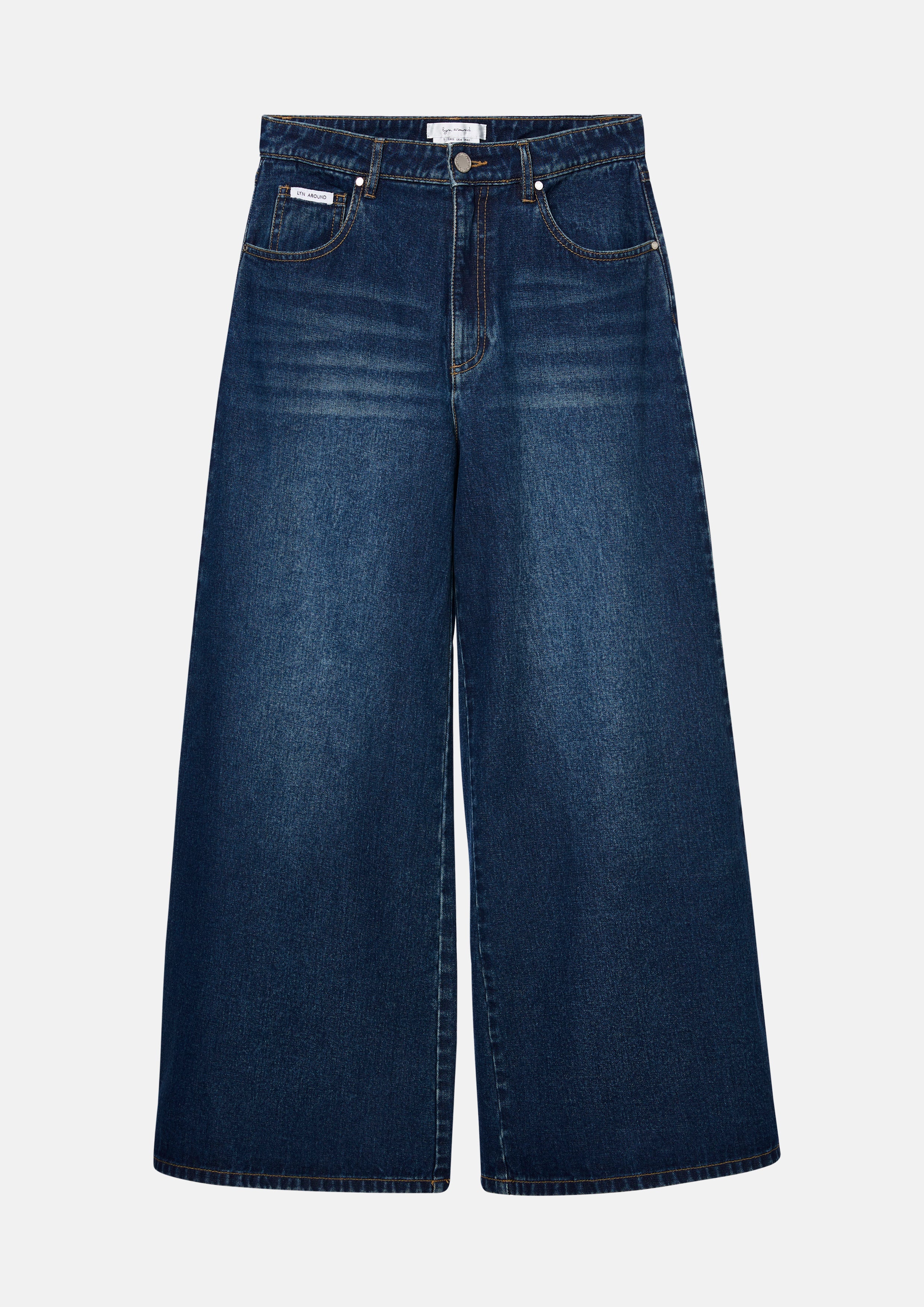 กางเกงเดนิมขากว้างสีเฟด คอลเลกชัน Basic Denim