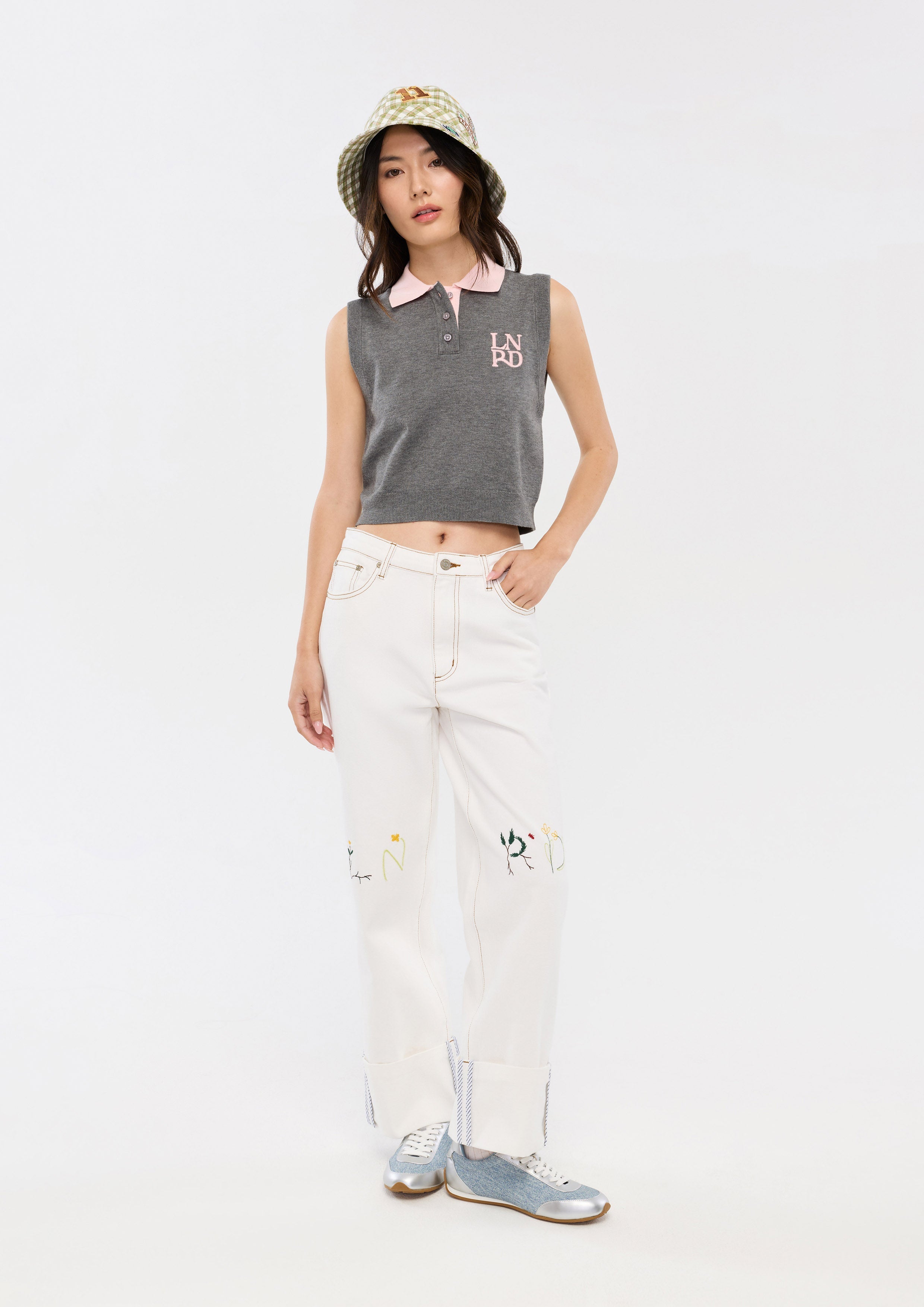 Contrast Stitching Logo Embroidered Trousers Camp Diary
