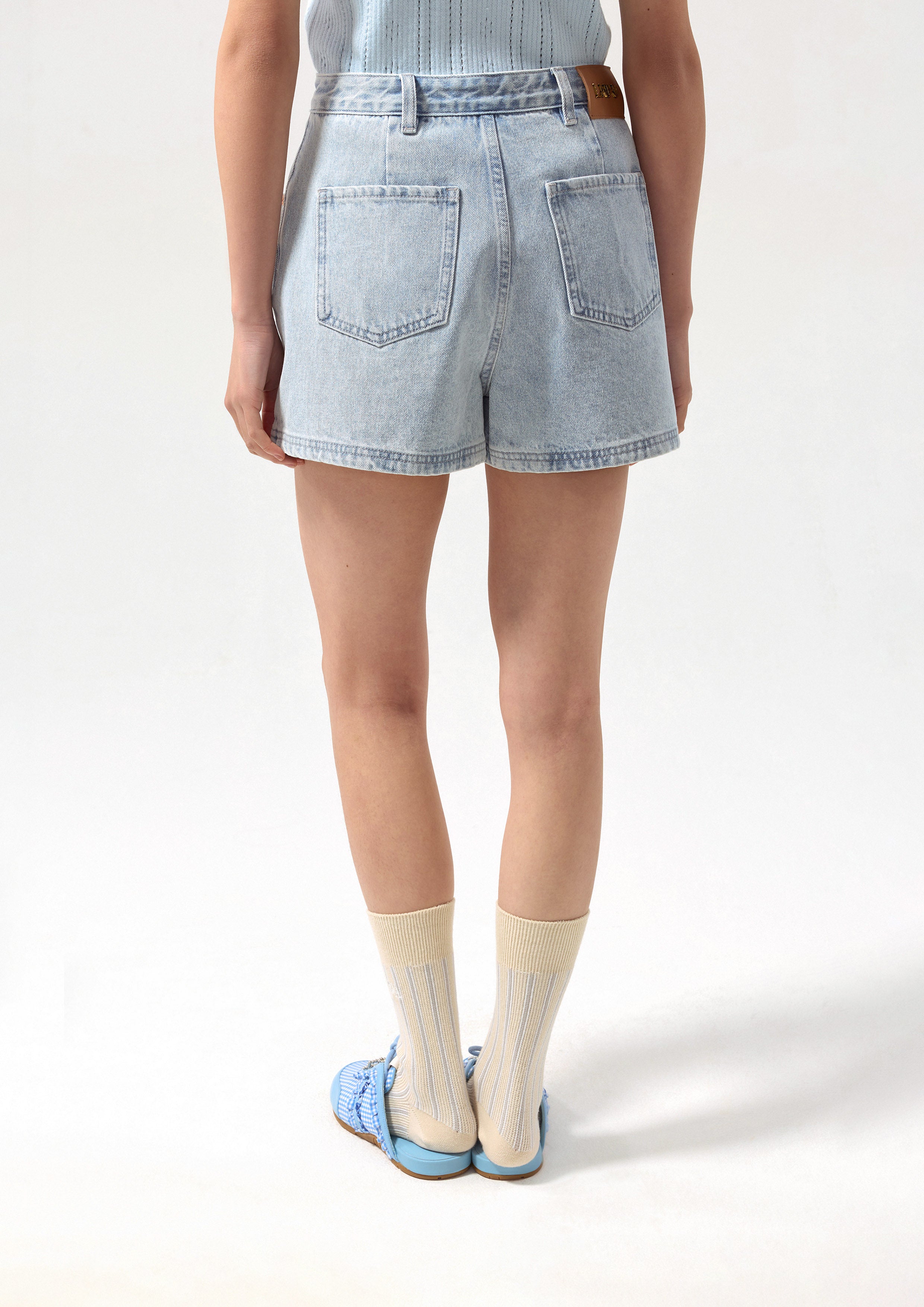 Wrapped Denim Mini Skort Basic Denim