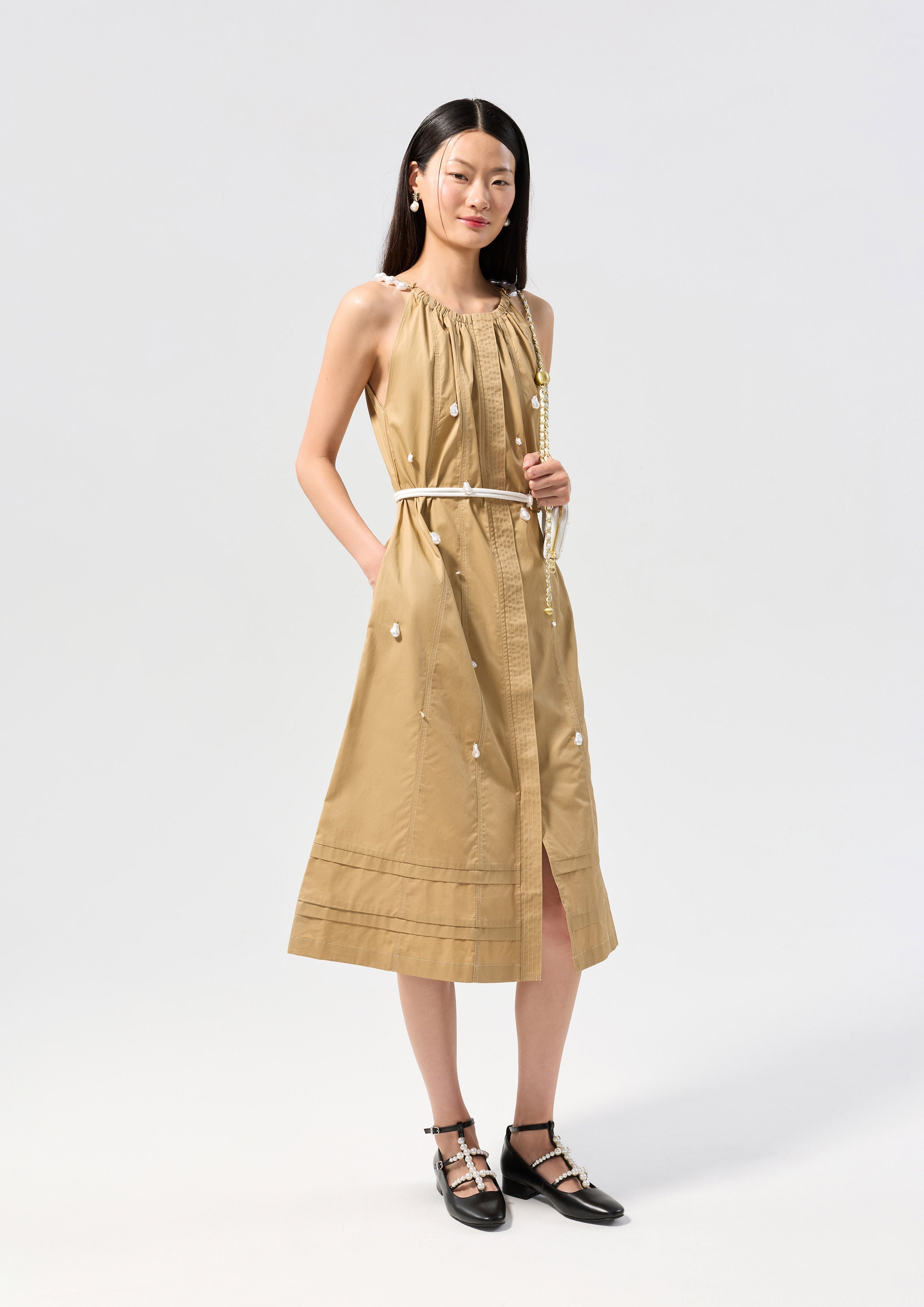 Crystal Embellished Halter Midi Dress Oasis