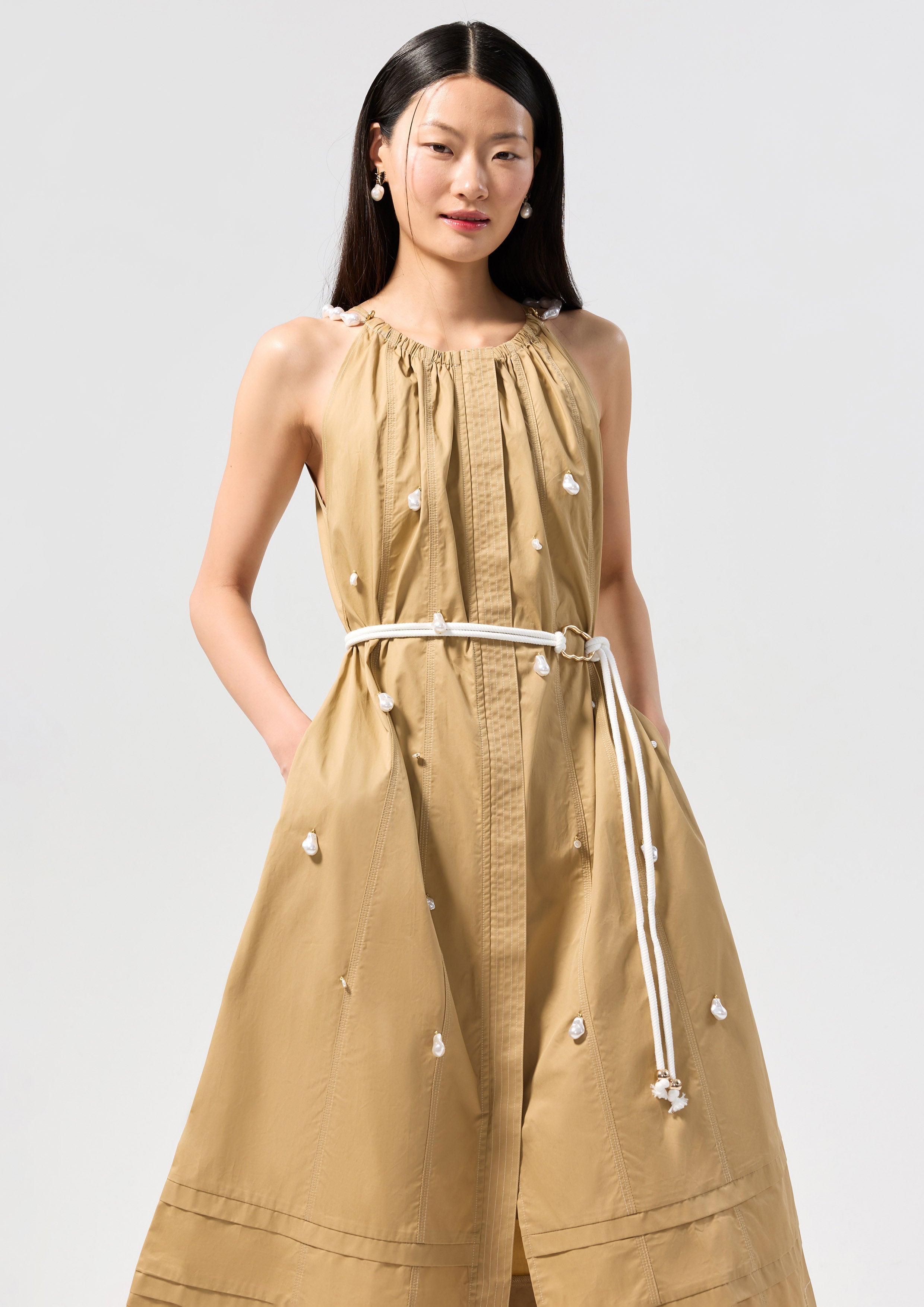 Crystal Embellished Halter Midi Dress Oasis