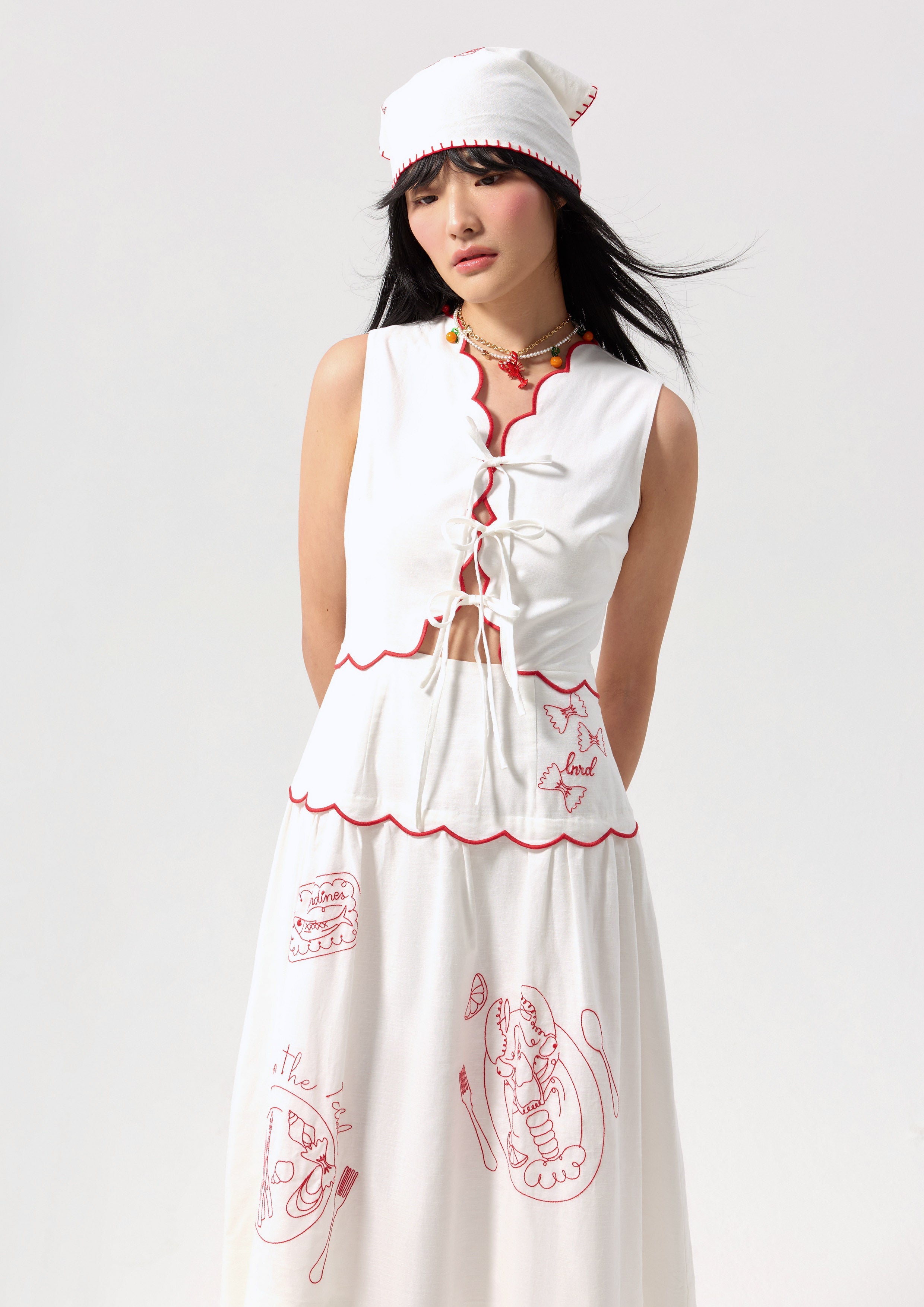 Contrast Embroidered Midi Dress Chasing the Sun