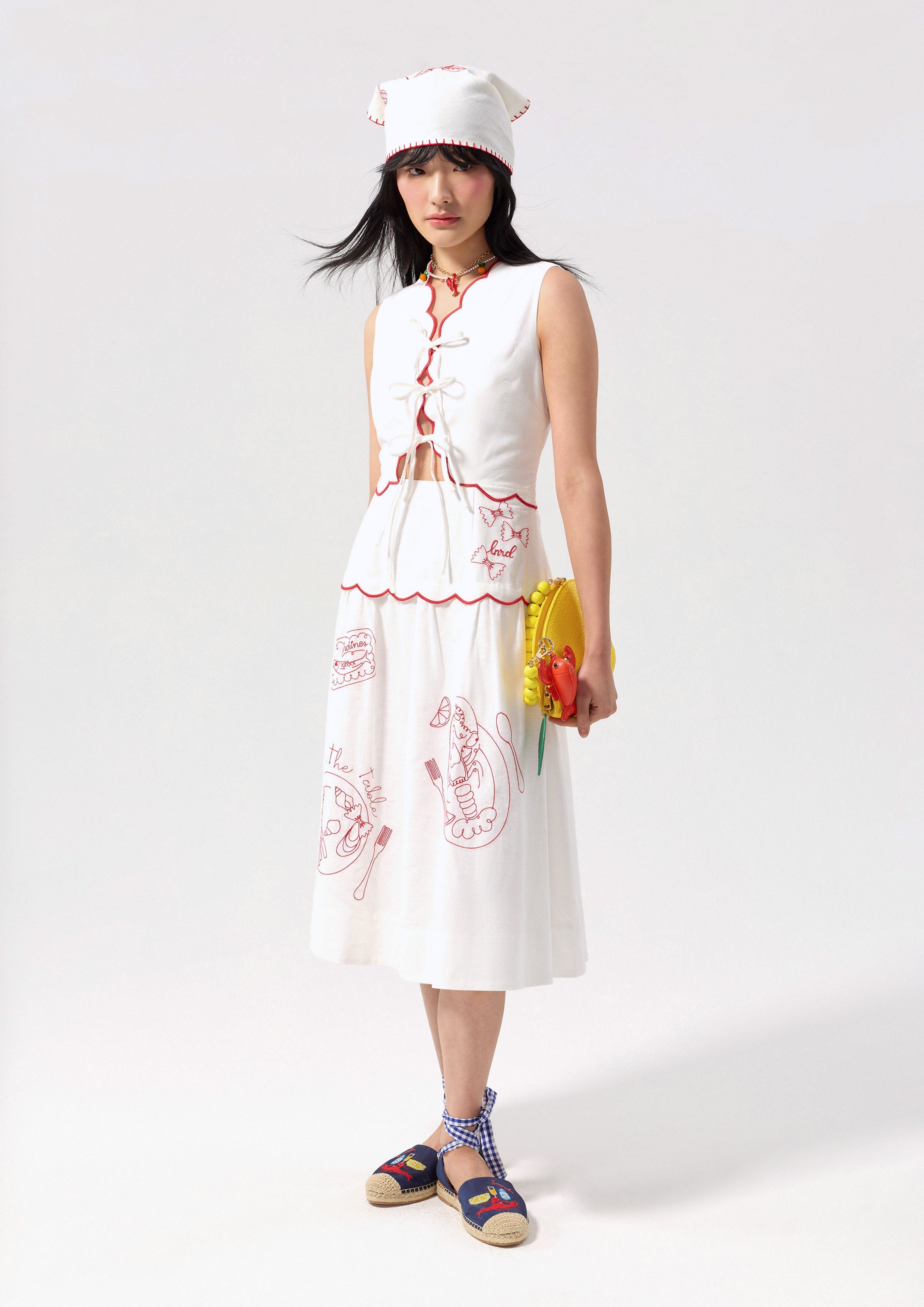 Contrast Embroidered Midi Dress Chasing the Sun