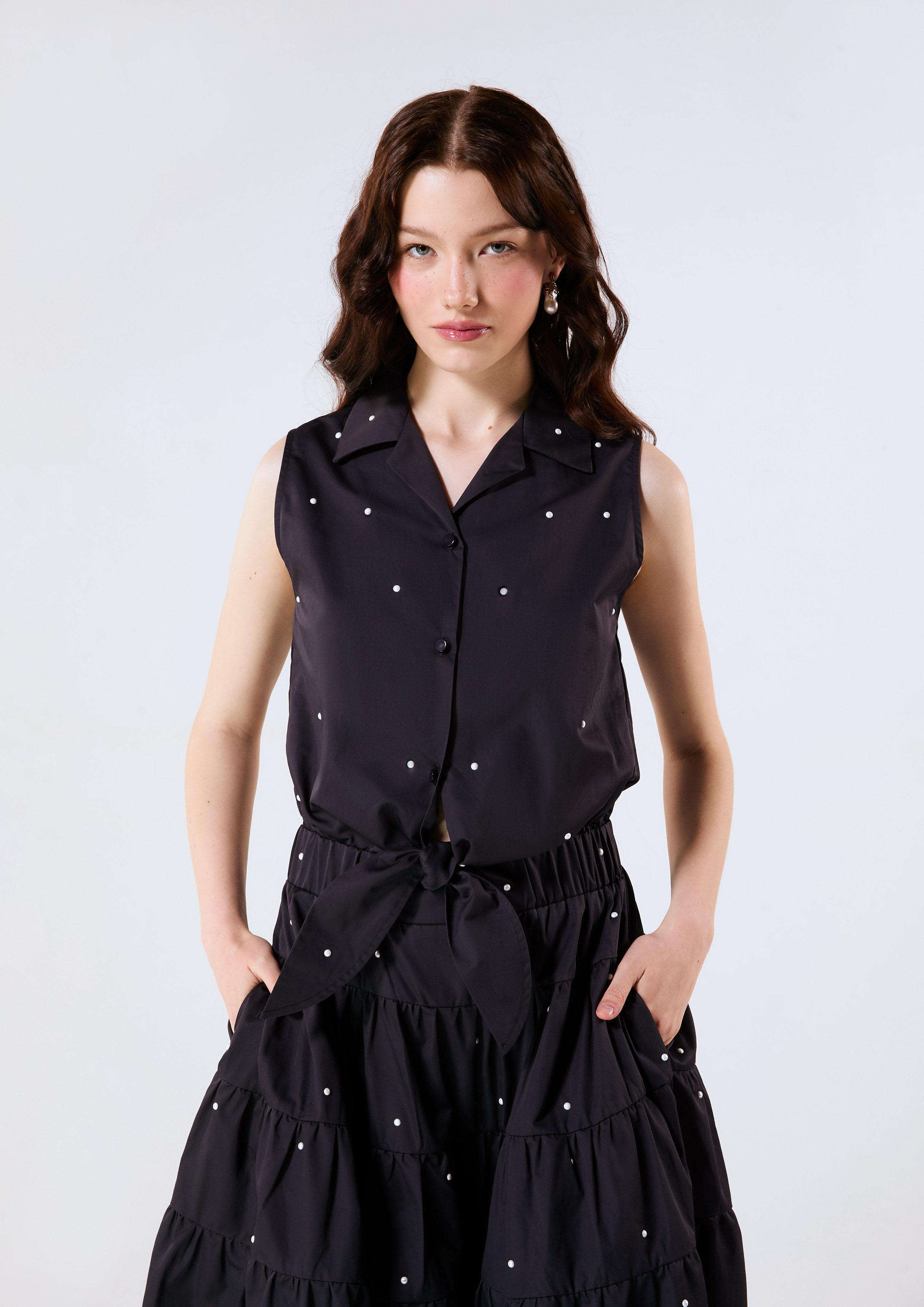 Polka Dot Tiered Skirt Midi Dress Chasing the Sun